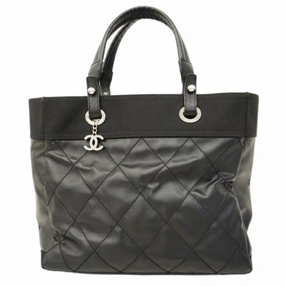 Chanel Biarritz, Black, "CANVAS, LEATHER", tote