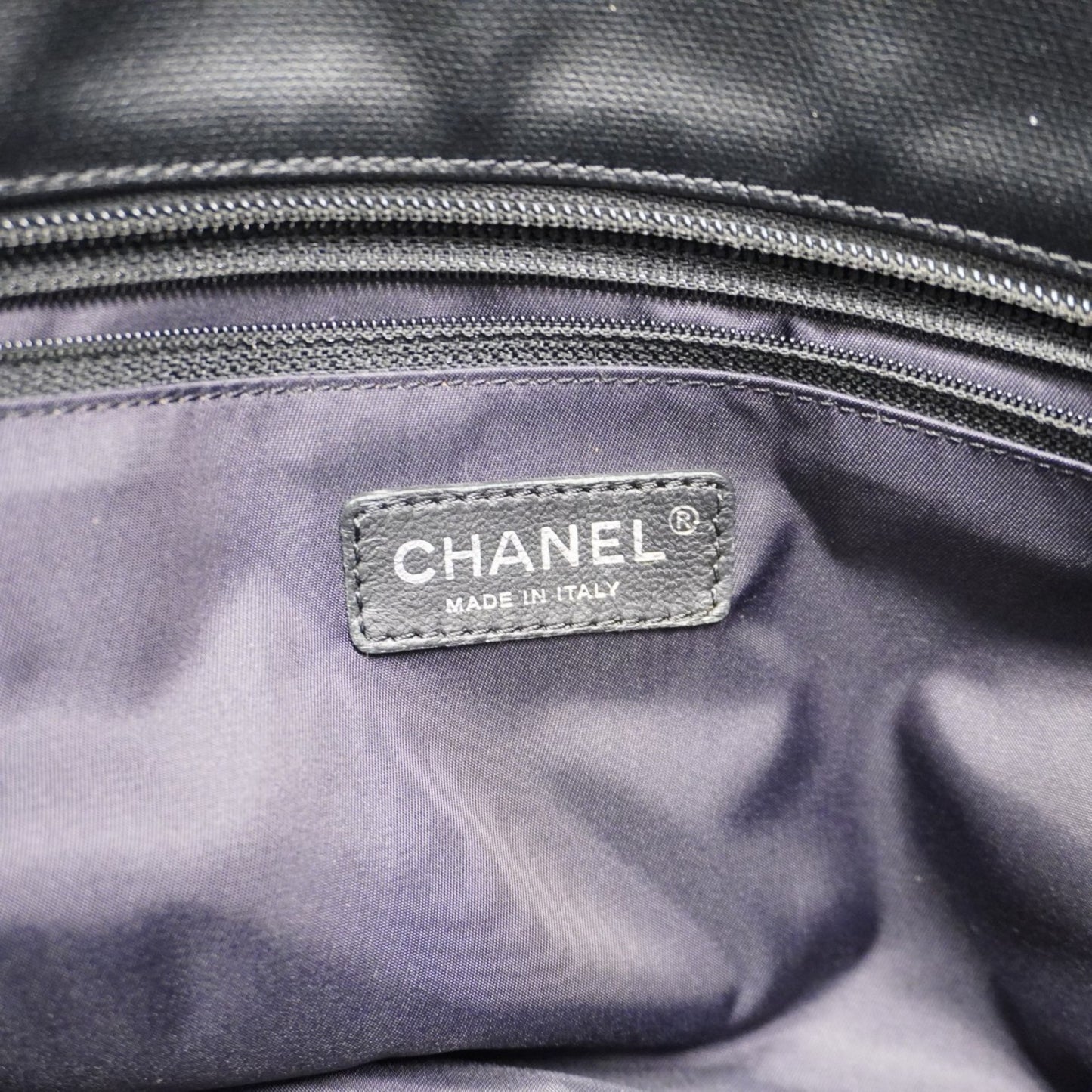 Chanel Biarritz, Black, "CANVAS, LEATHER", tote