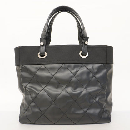 Chanel Biarritz, Black, "CANVAS, LEATHER", tote