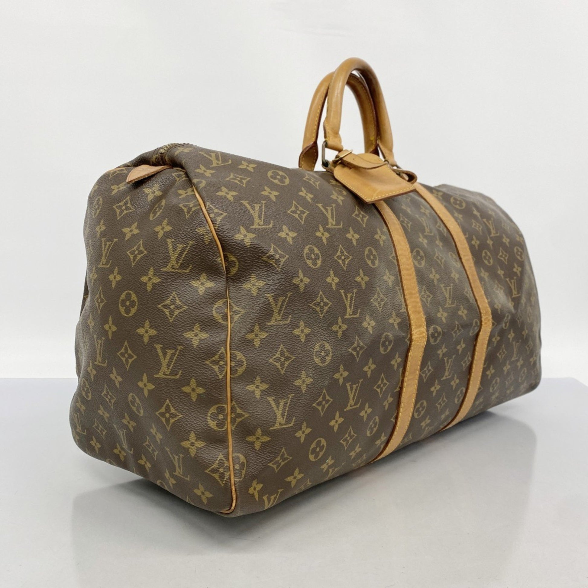 Louis Vuitton Keepall 55, Brown, Canvas, travel