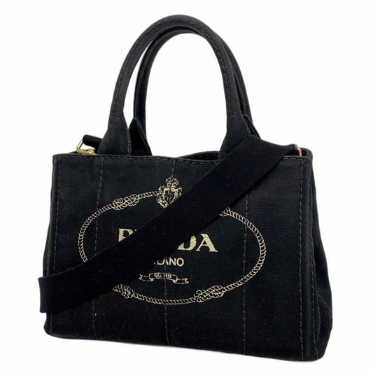 Prada Canapa, Black, Canvas, tote