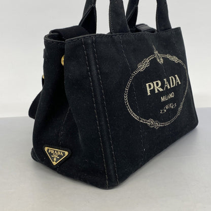 Prada Canapa, Black, Canvas, tote
