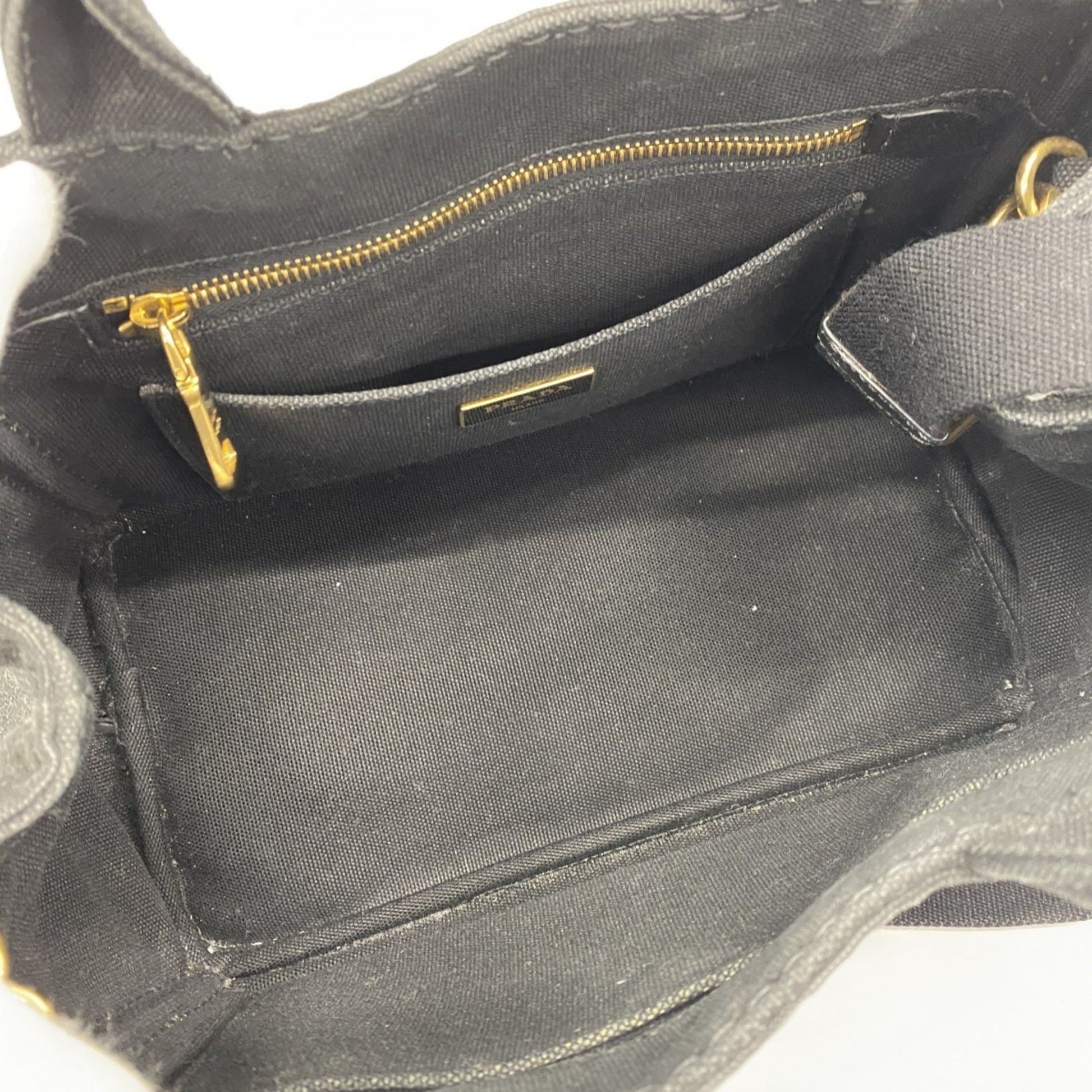Prada Canapa, Black, Canvas, tote