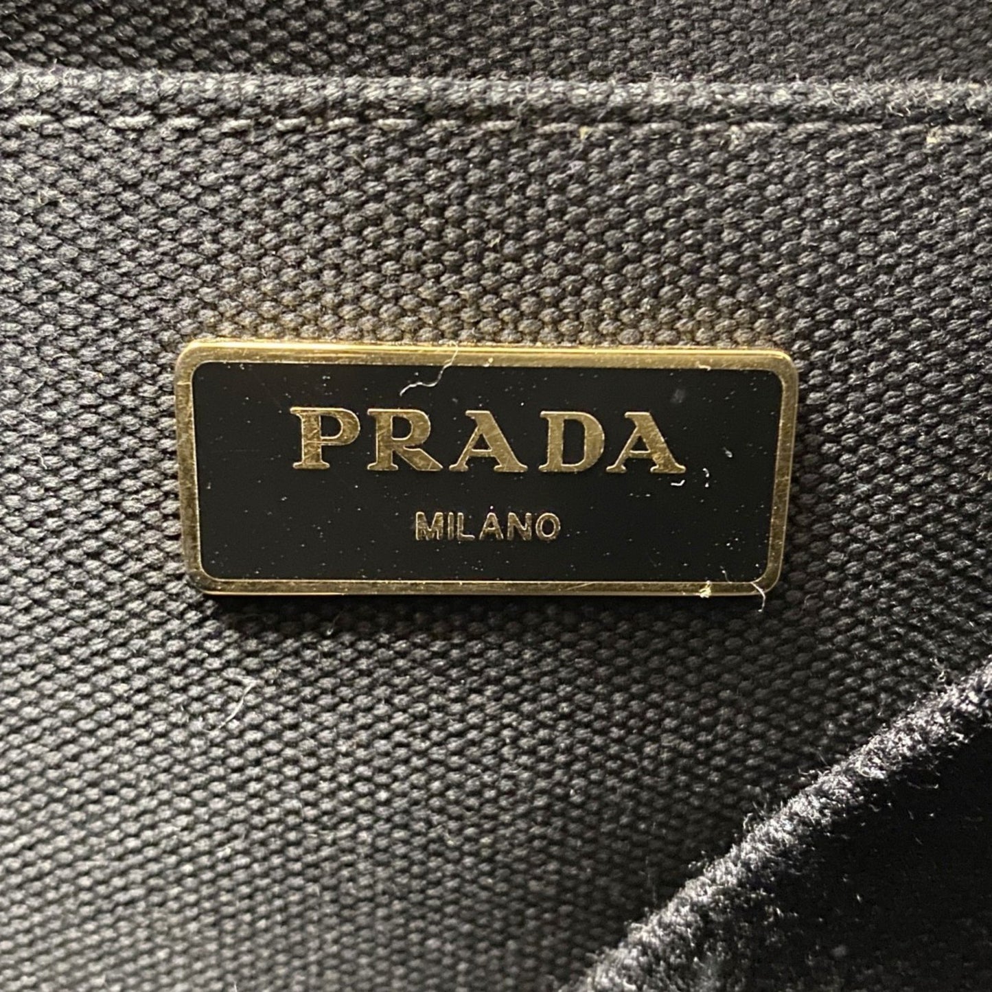 Prada Canapa, Black, Canvas, tote
