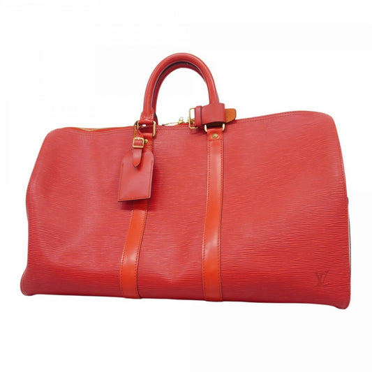 Louis Vuitton Keepall 45, Red, Leather, travel