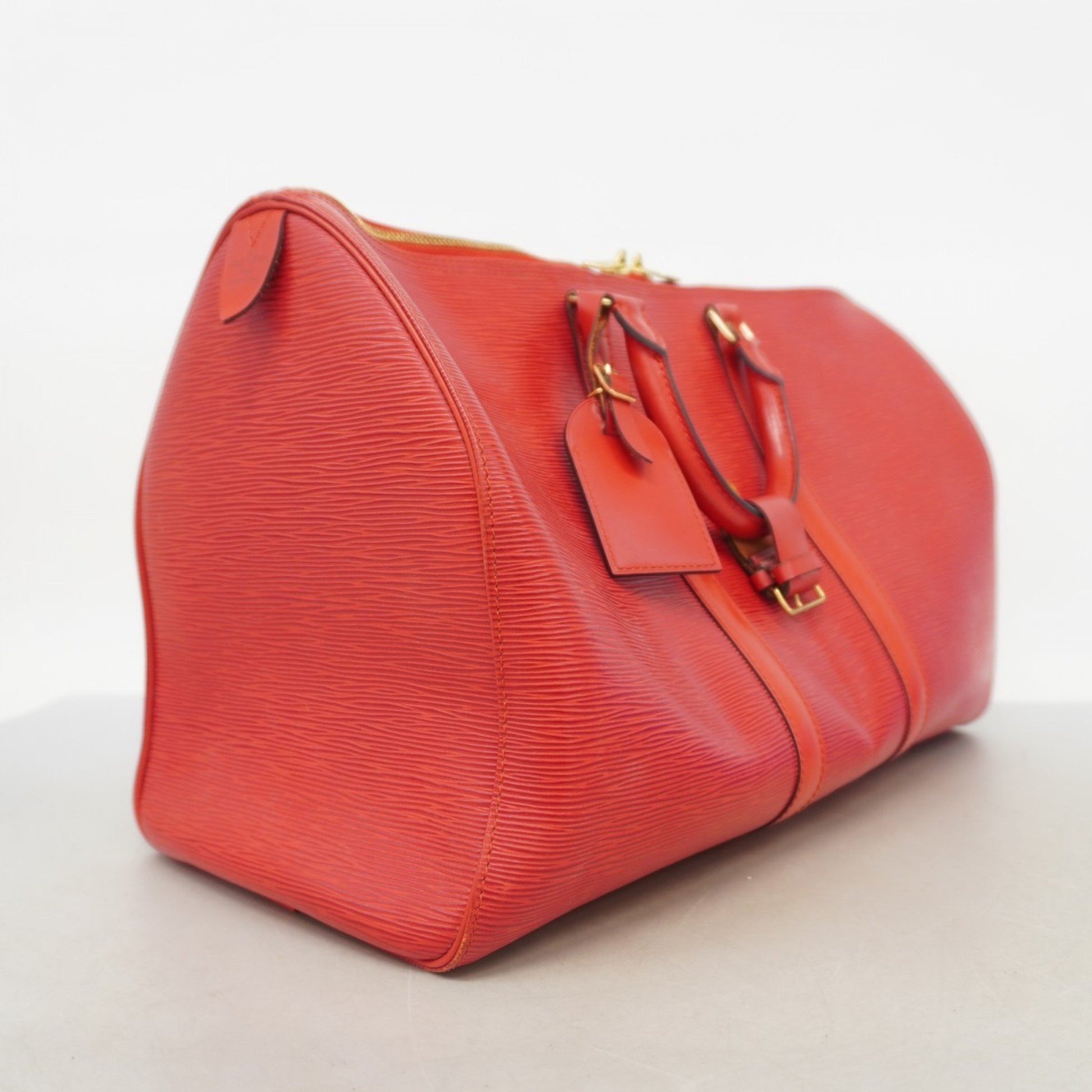 Louis Vuitton Keepall 45, Red, Leather, travel