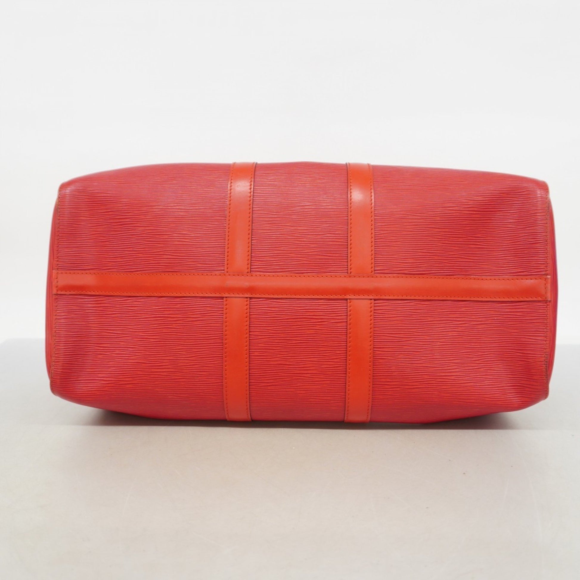 Louis Vuitton Keepall 45, Red, Leather, travel