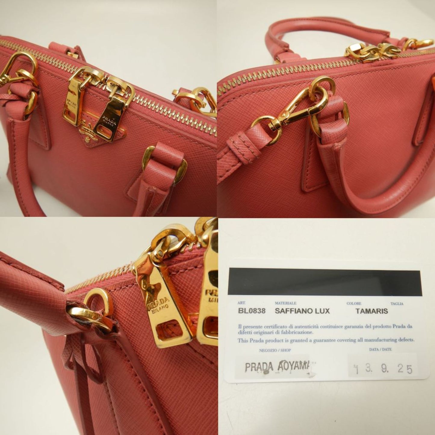 Prada Saffiano Lux, Pink, Leather, handbag