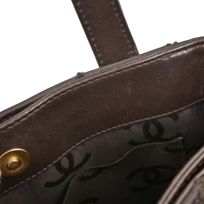 Chanel Surpique Quilted Leather, Brown, Leather, Tote Bag