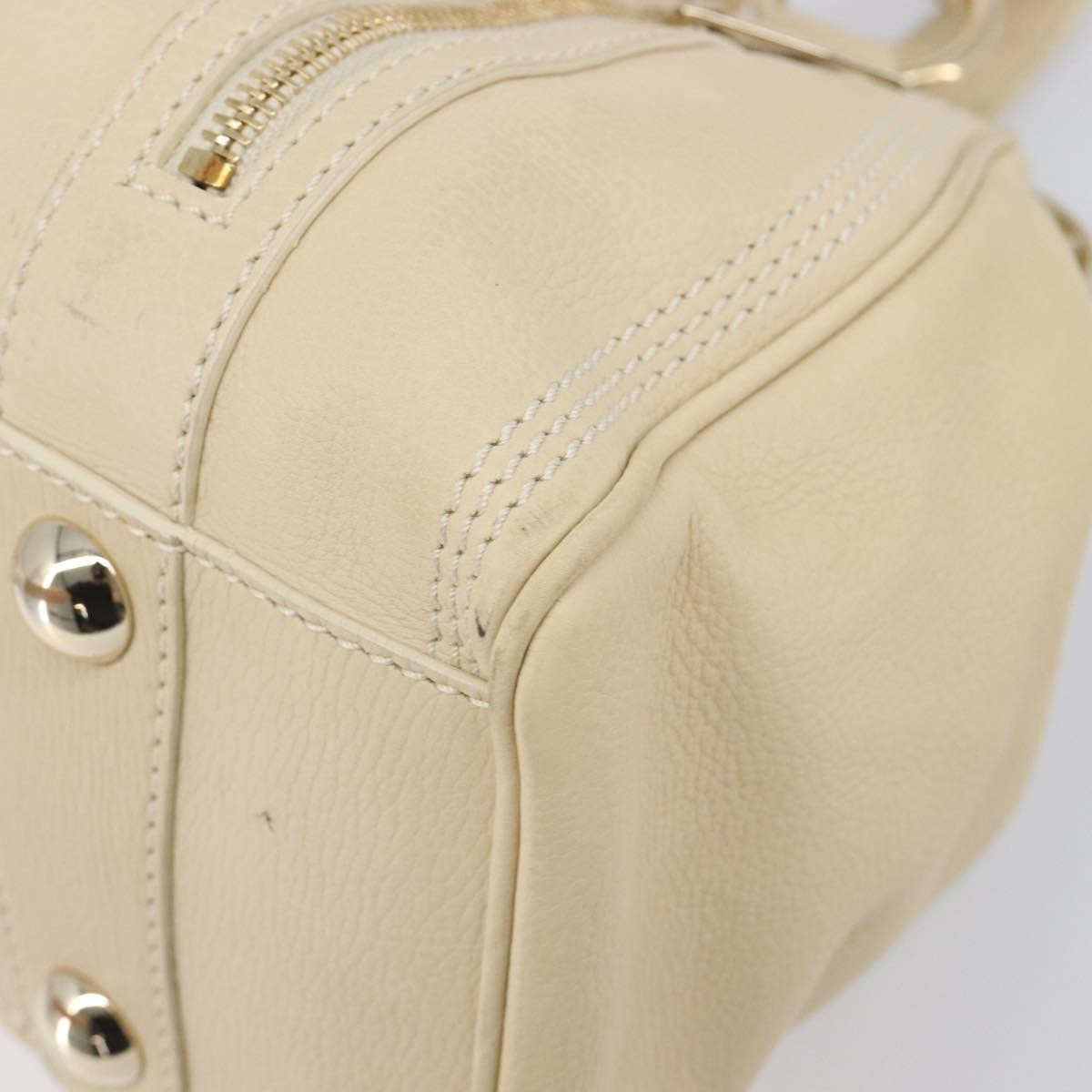 Celine Vintage Kisslock Frame Leather, Beige, Leather, Handbag