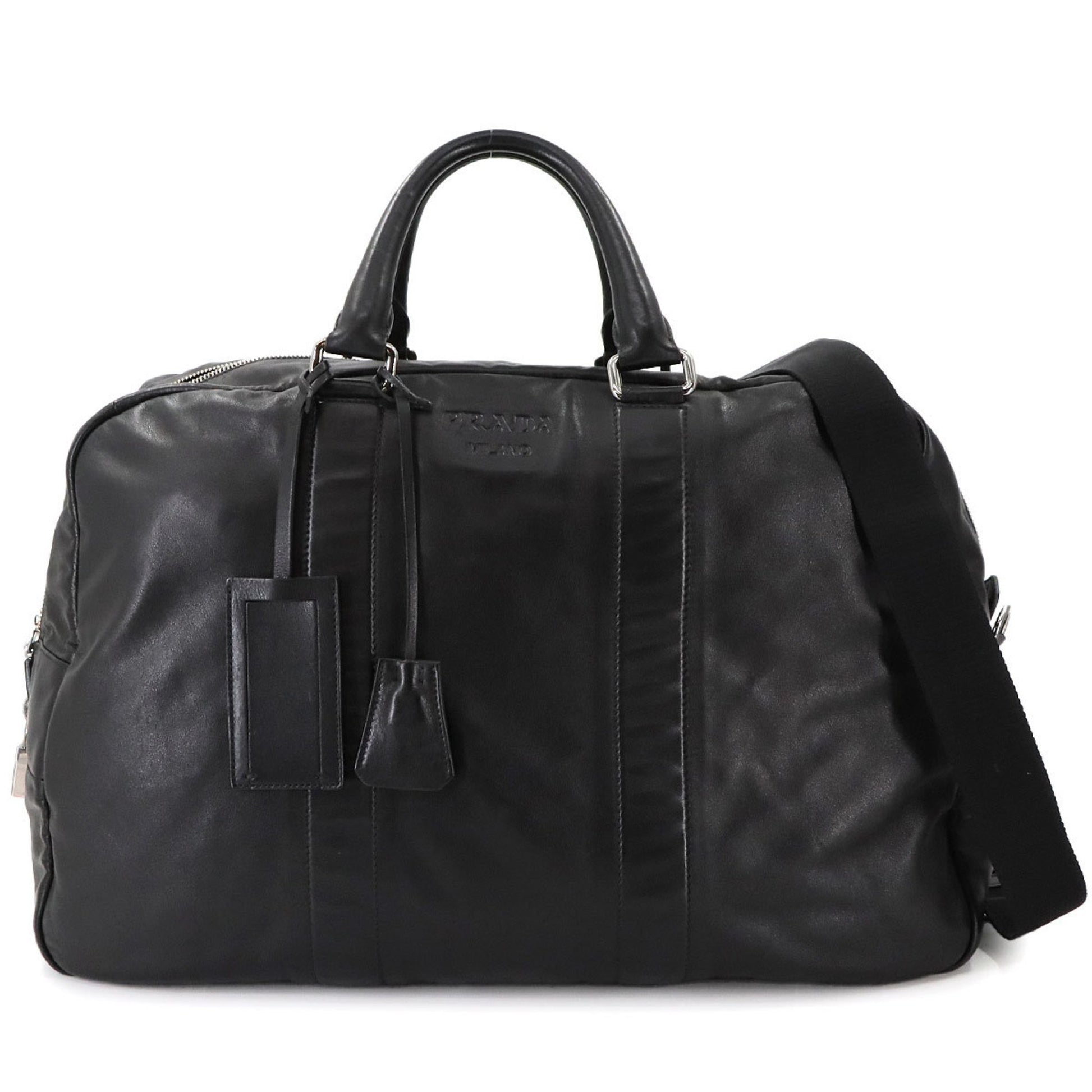 Prada Boston, Black, Leather, travel
