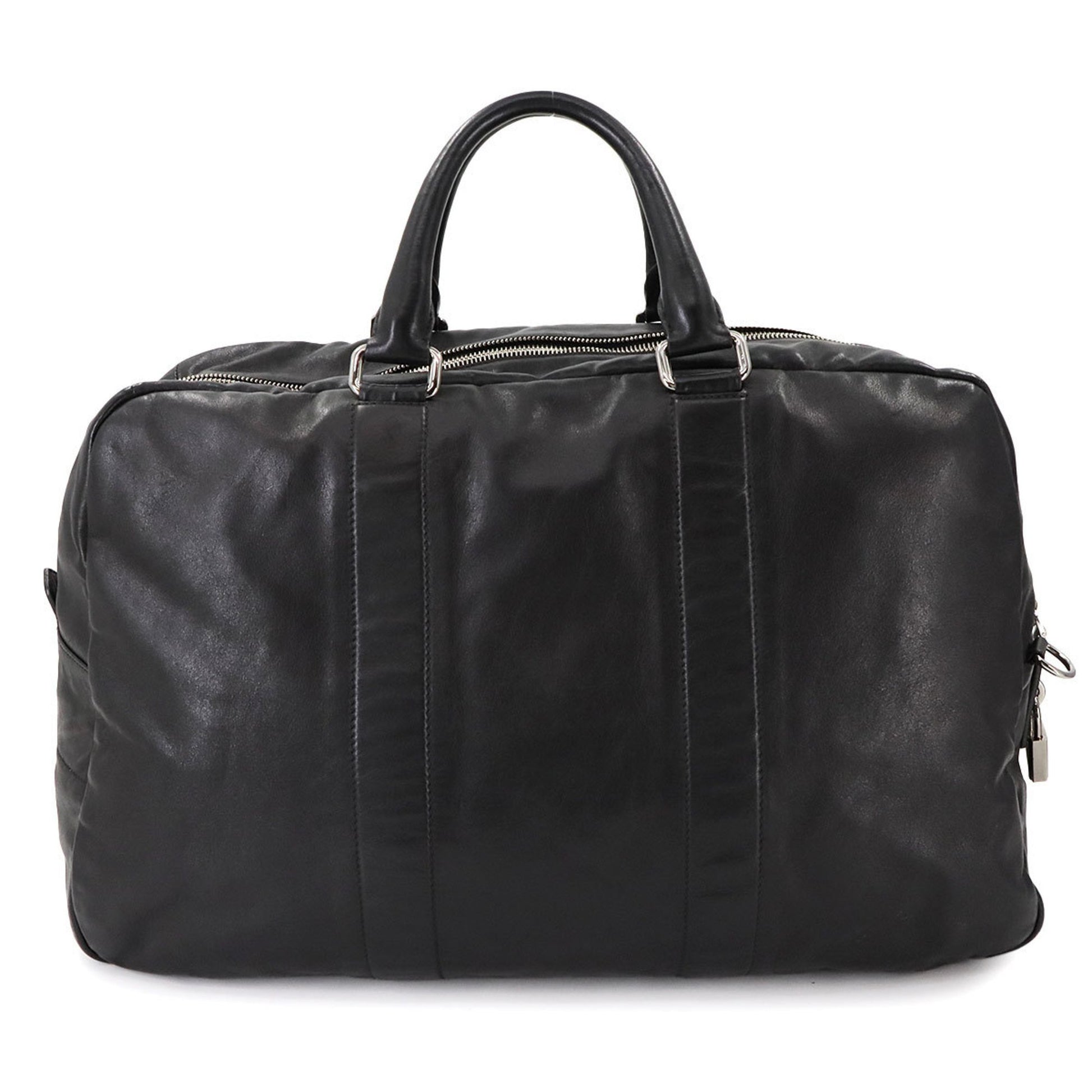 Prada Boston, Black, Leather, travel