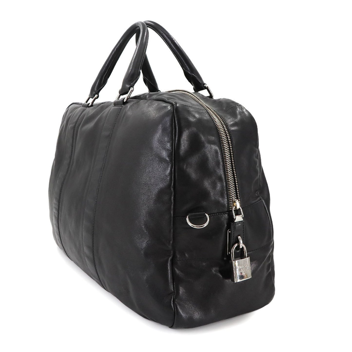 Prada Boston, Black, Leather, travel