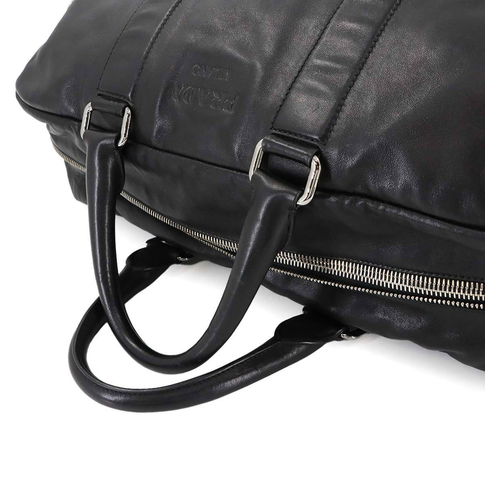 Prada Boston, Black, Leather, travel