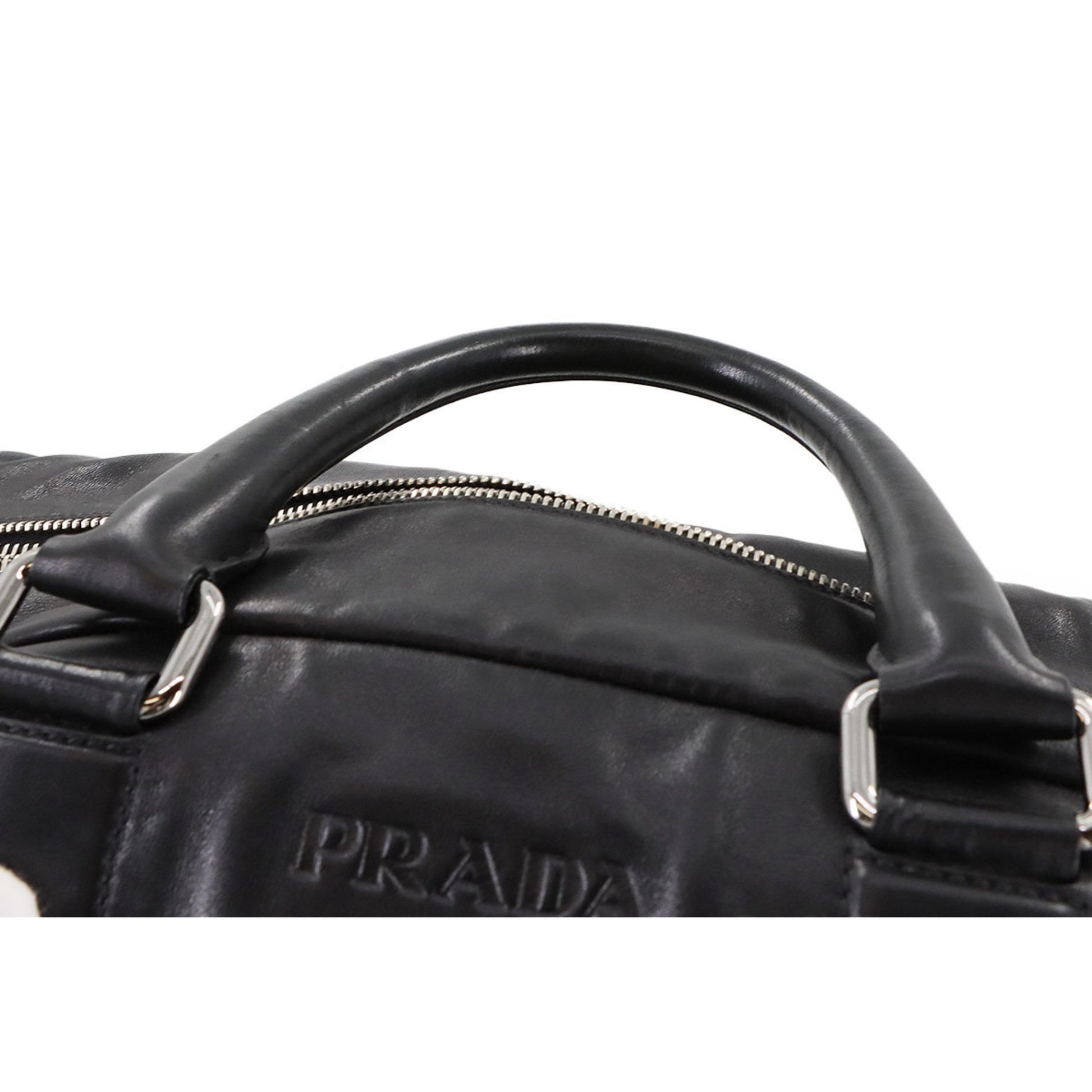 Prada Boston, Black, Leather, travel