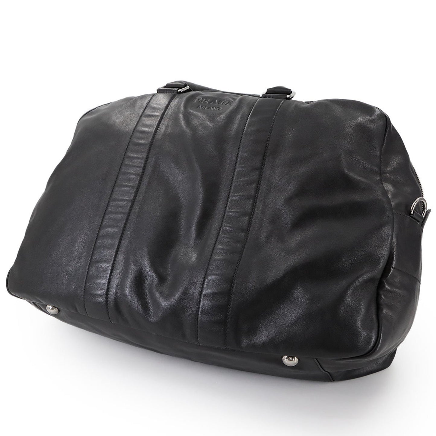 Prada Boston, Black, Leather, travel