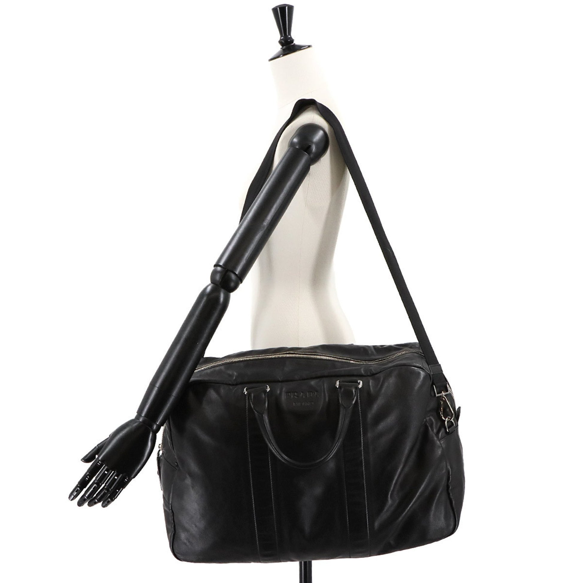 Prada Boston, Black, Leather, travel