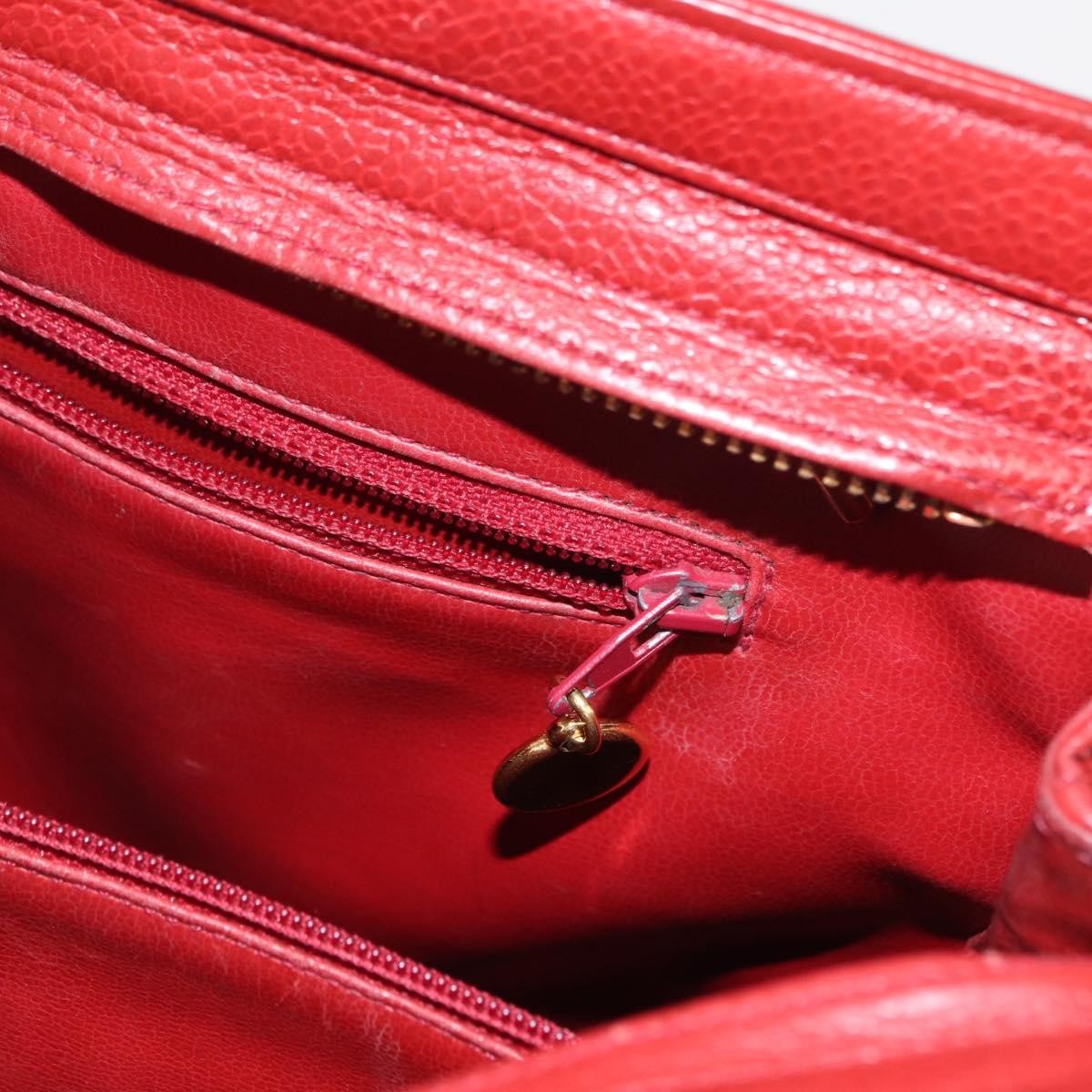 Chanel Vintage Metal CC Caviar, Red, Leather, Shoulder Bag
