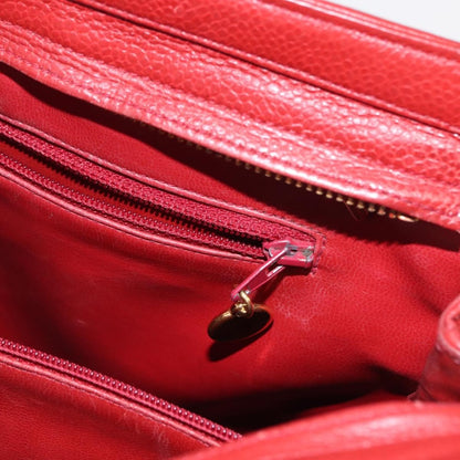 Chanel Vintage Metal CC Caviar, Red, Leather, Shoulder Bag
