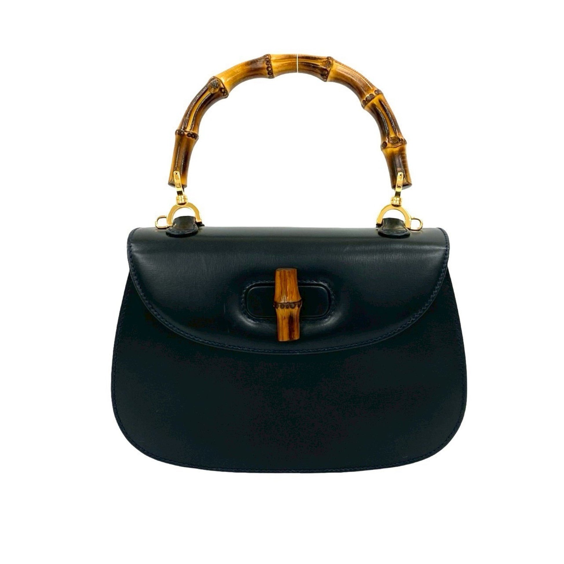 Gucci Bamboo, Navy, Leather, handbag