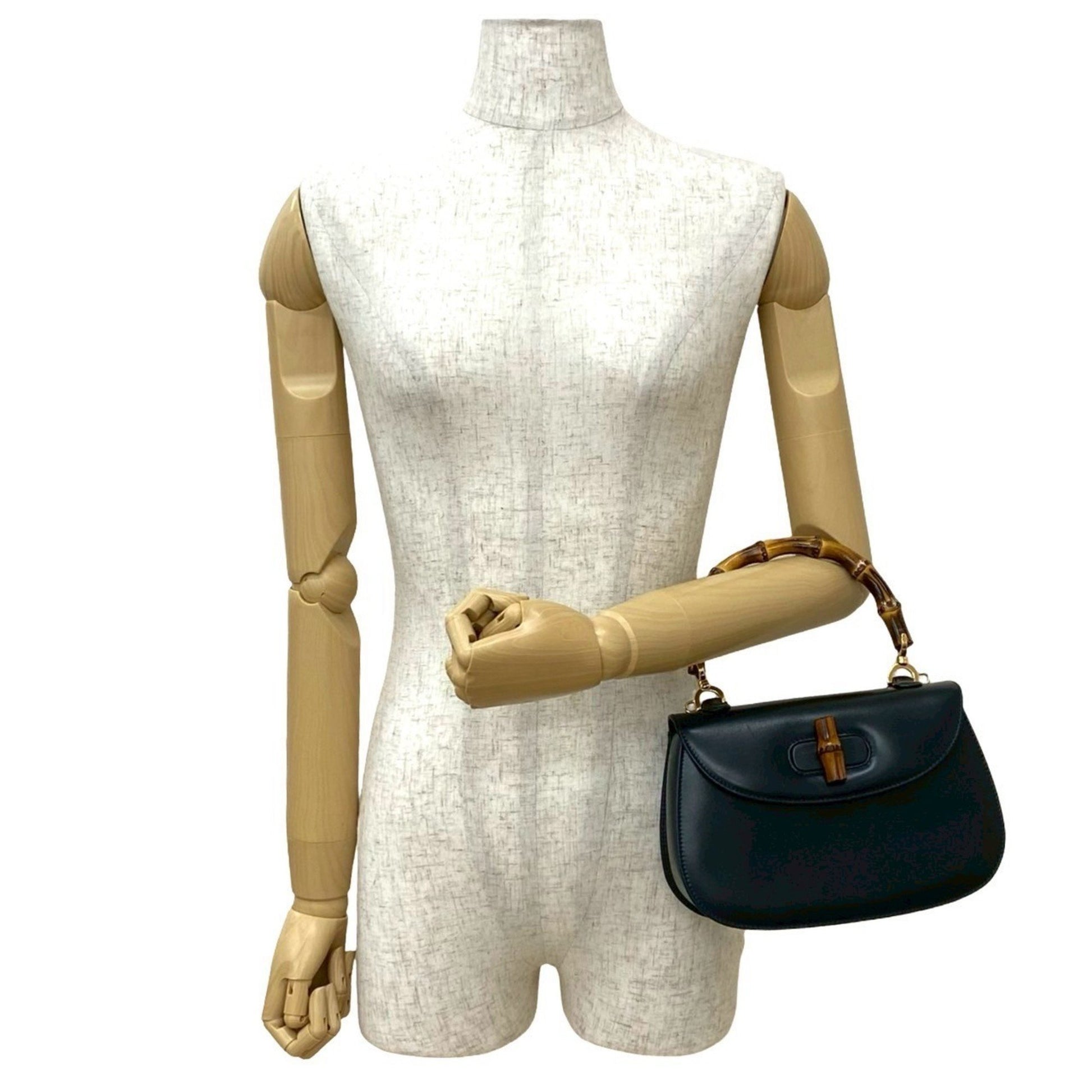 Gucci Bamboo, Navy, Leather, handbag