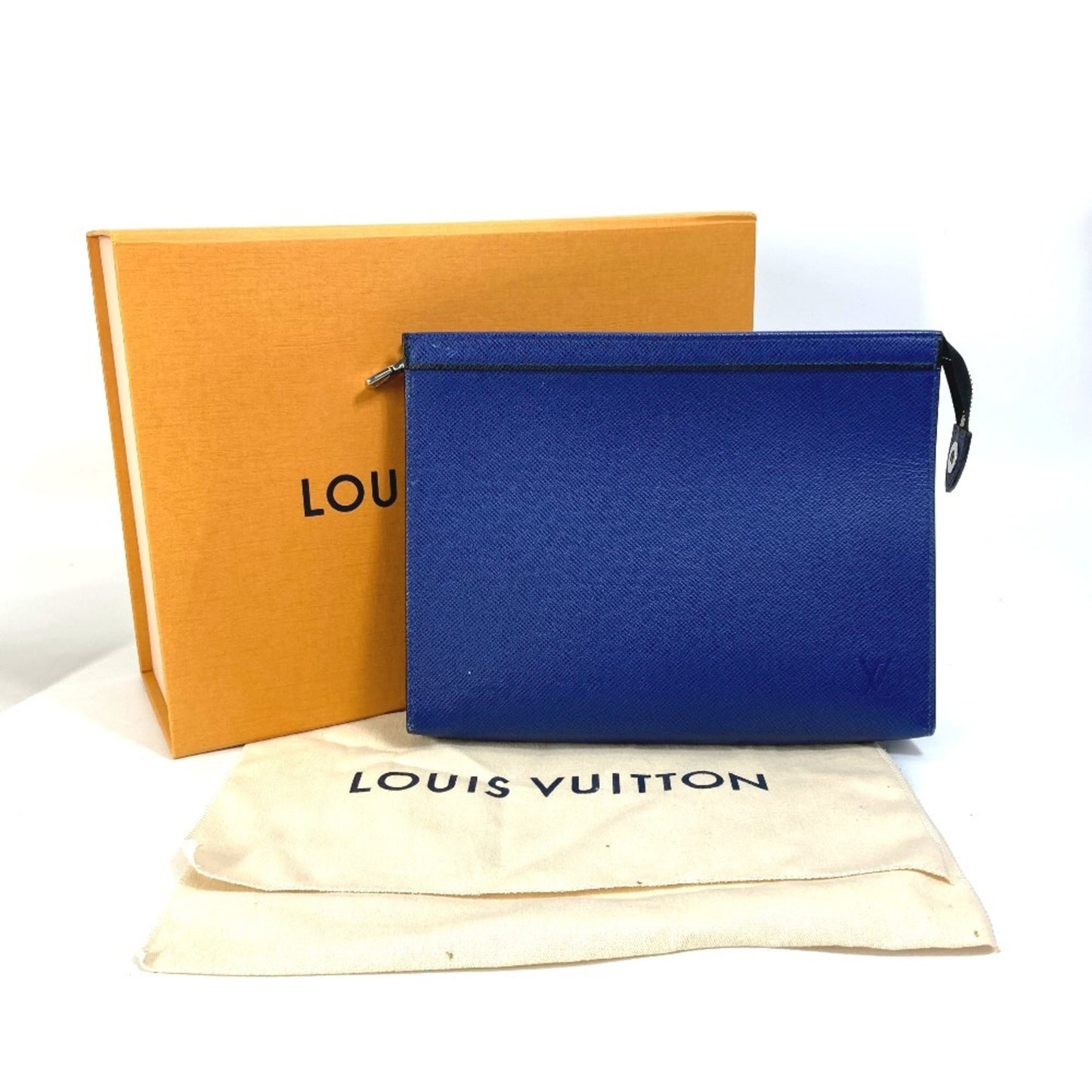 Louis Vuitton Pochette voyage, Blue, Leather, clutch