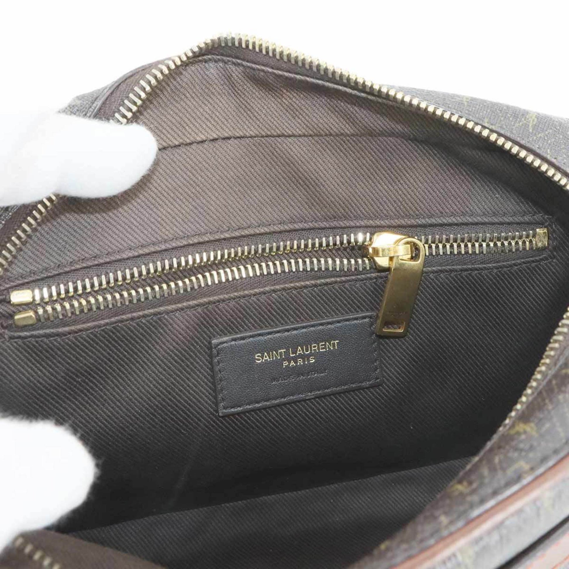 Saint Laurent Camera, Brown, Canvas, shoulder