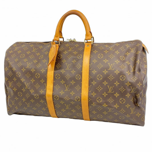 Louis Vuitton Keepall 55, Brown, Canvas, travel