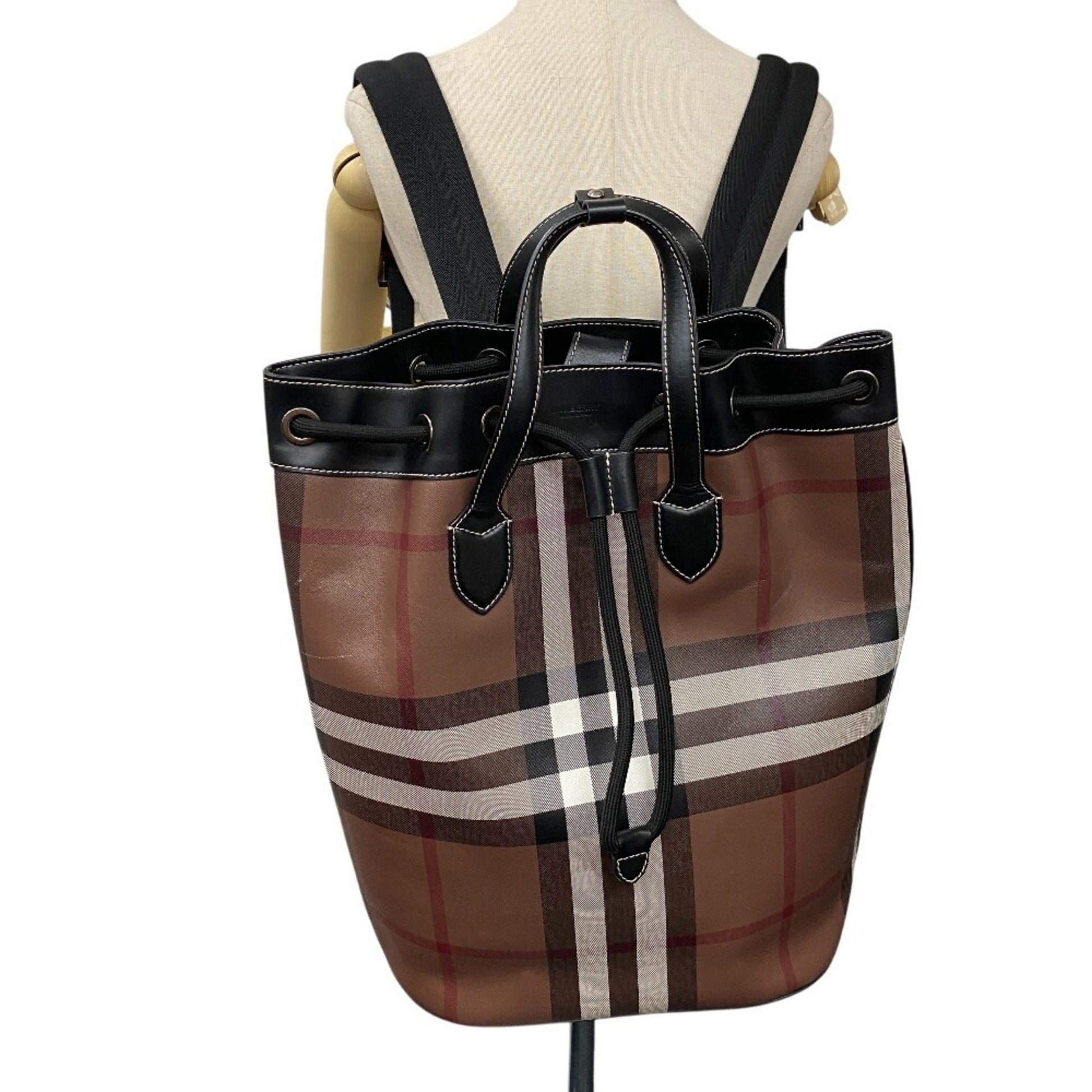 Burberry Nova Check, Brown, Canvas, backpack