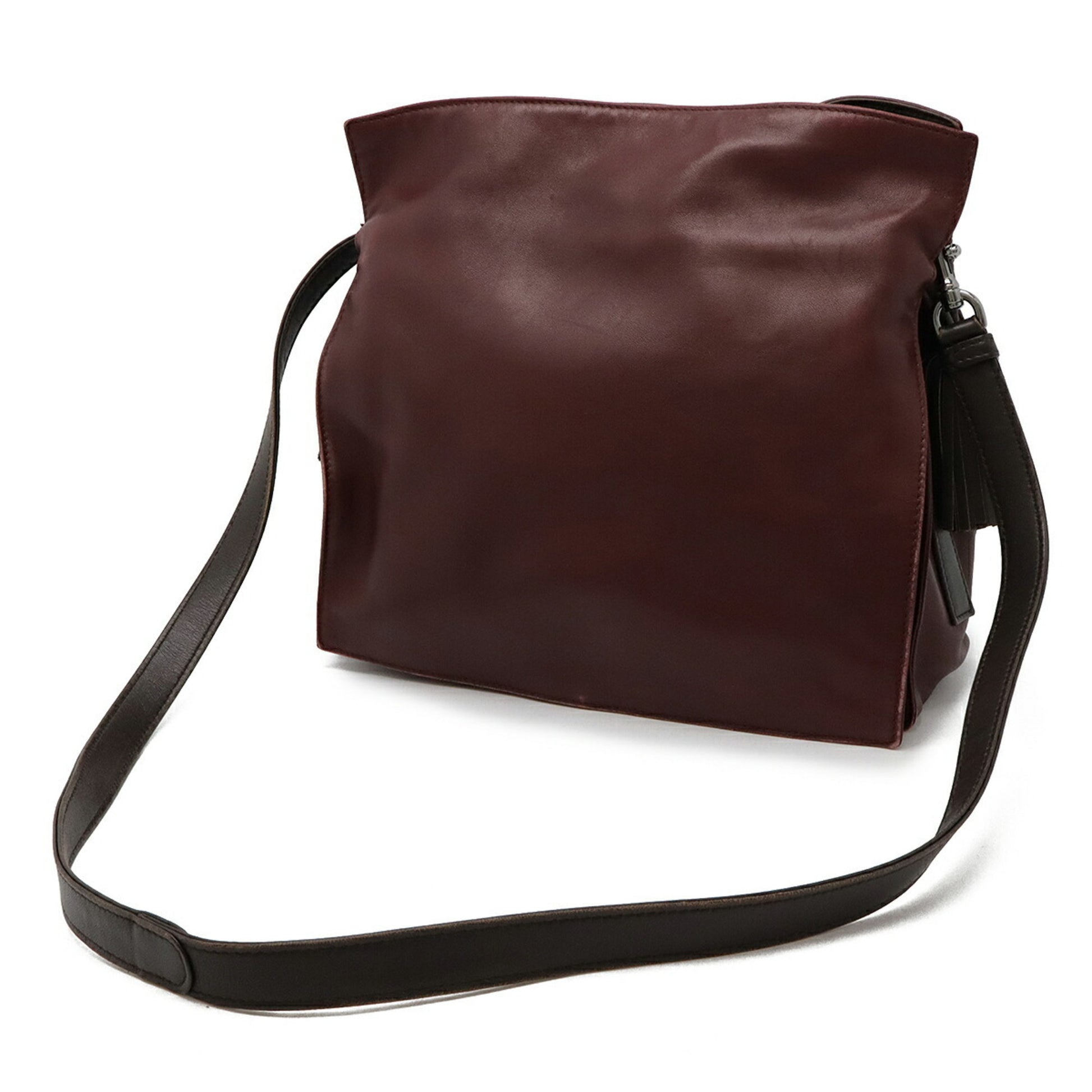Loewe Flamenco, Burgundy, Leather, shoulder
