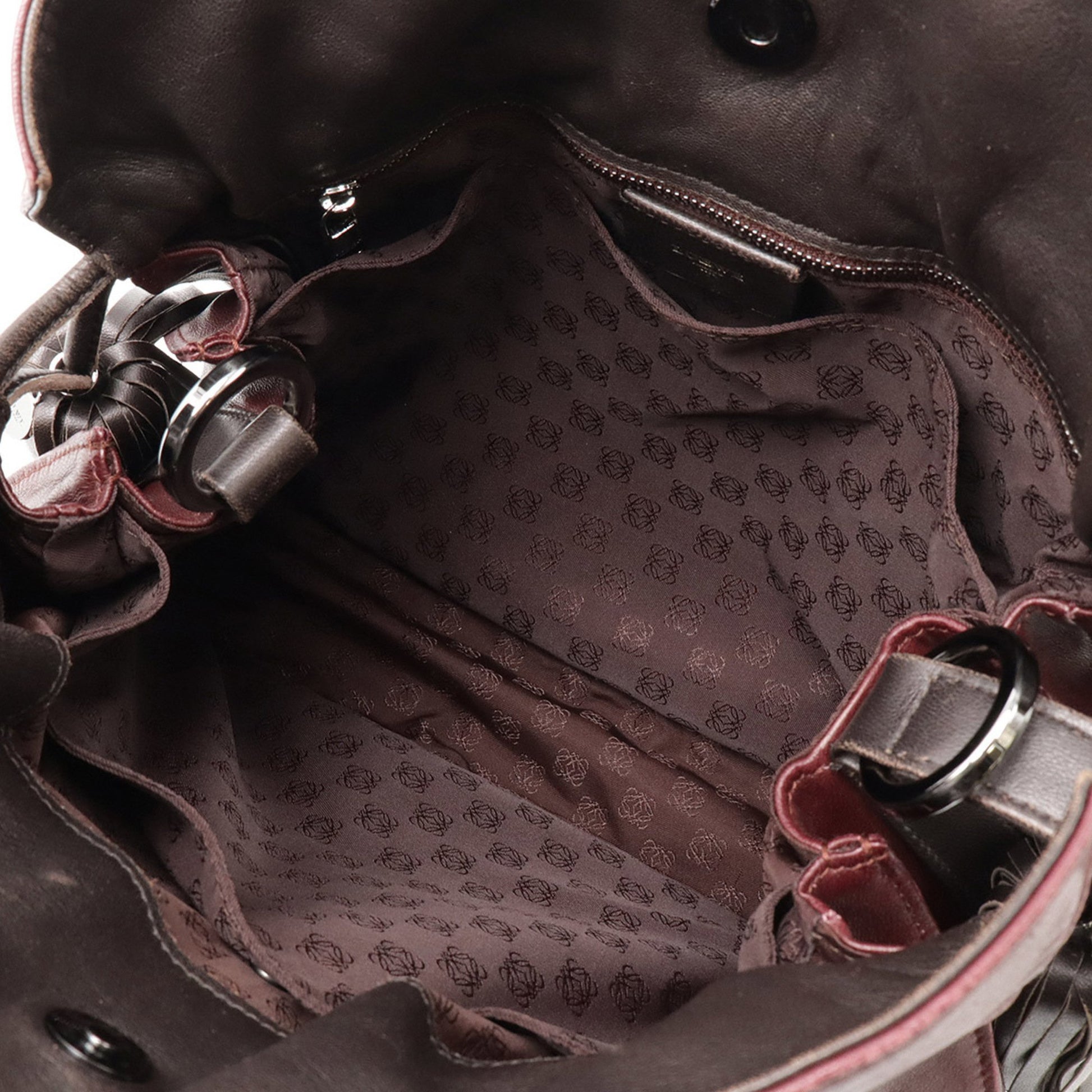Loewe Flamenco, Burgundy, Leather, shoulder
