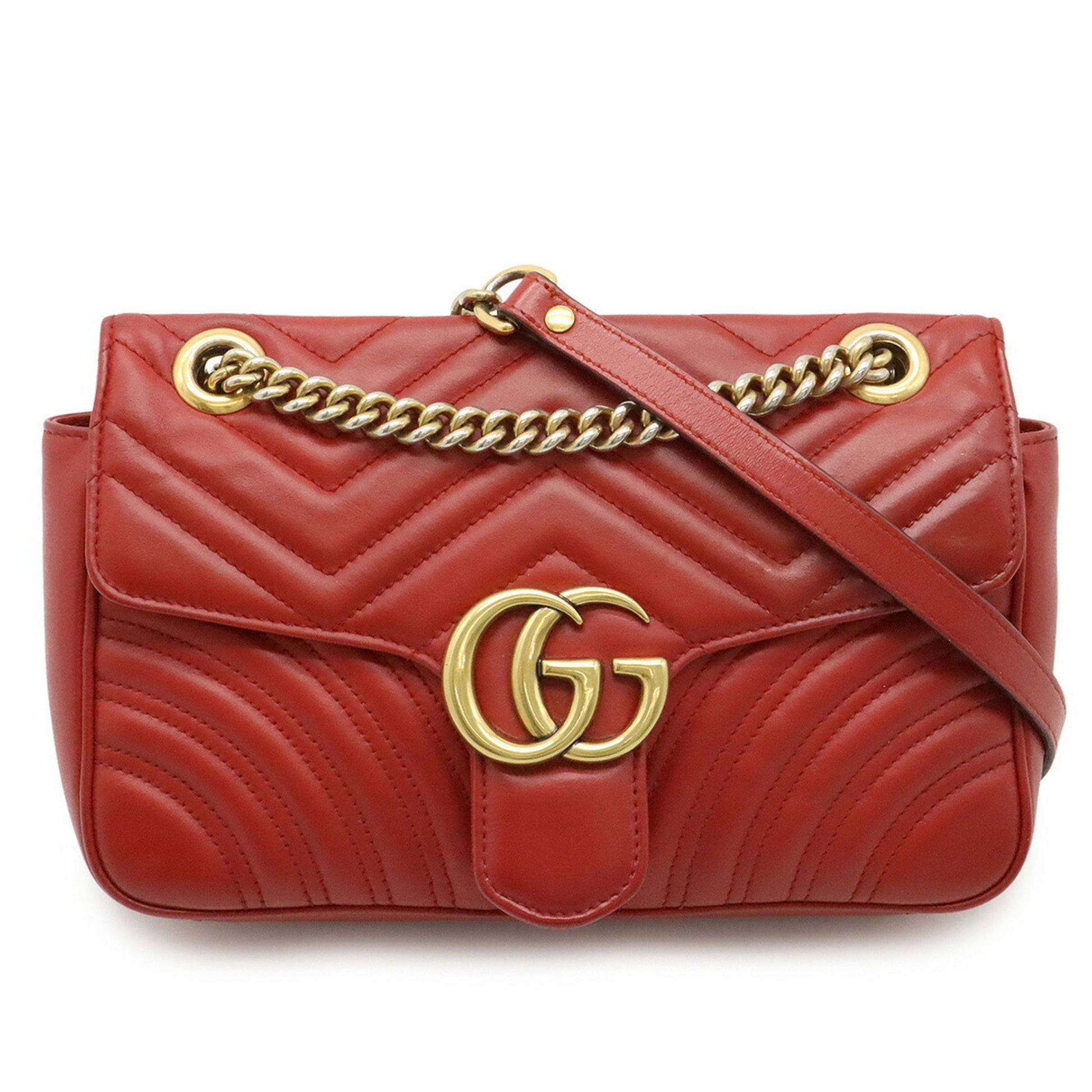Gucci Marmont, Red, Leather, shoulder