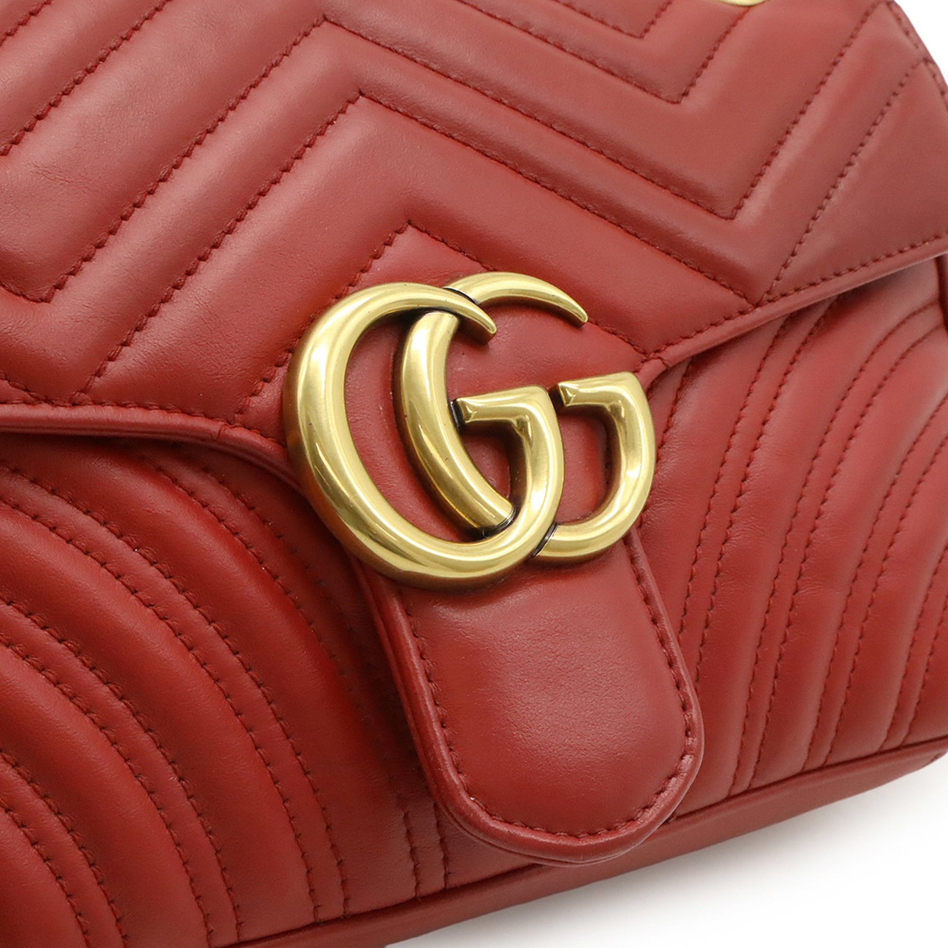 Gucci Marmont, Red, Leather, shoulder