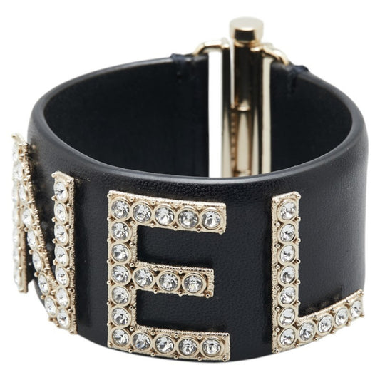 Chanel -, Black, Leather, bracelet