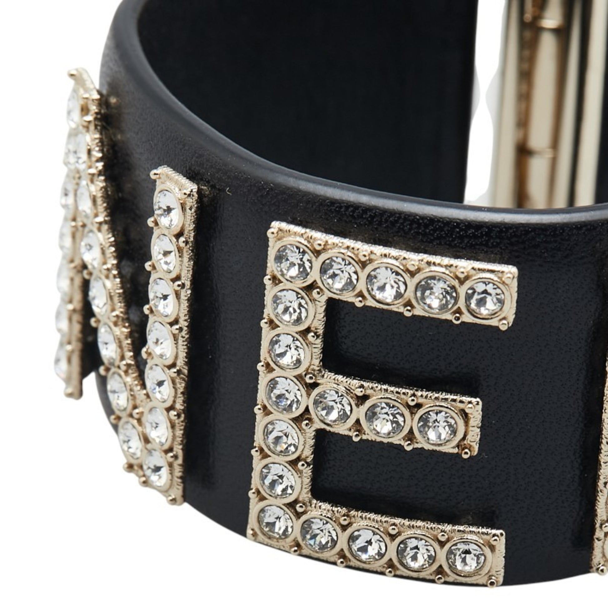 Chanel -, Black, Leather, bracelet