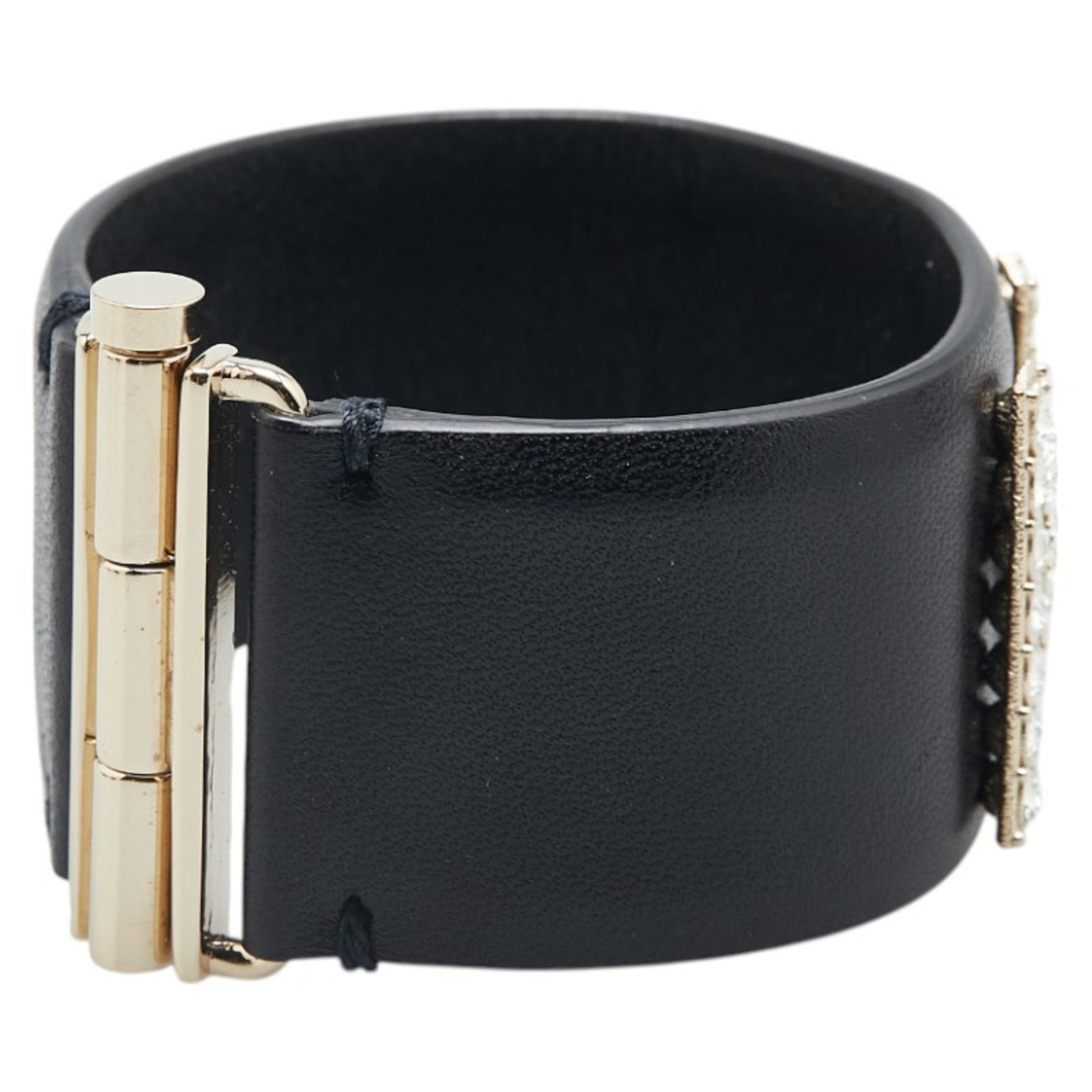 Chanel -, Black, Leather, bracelet