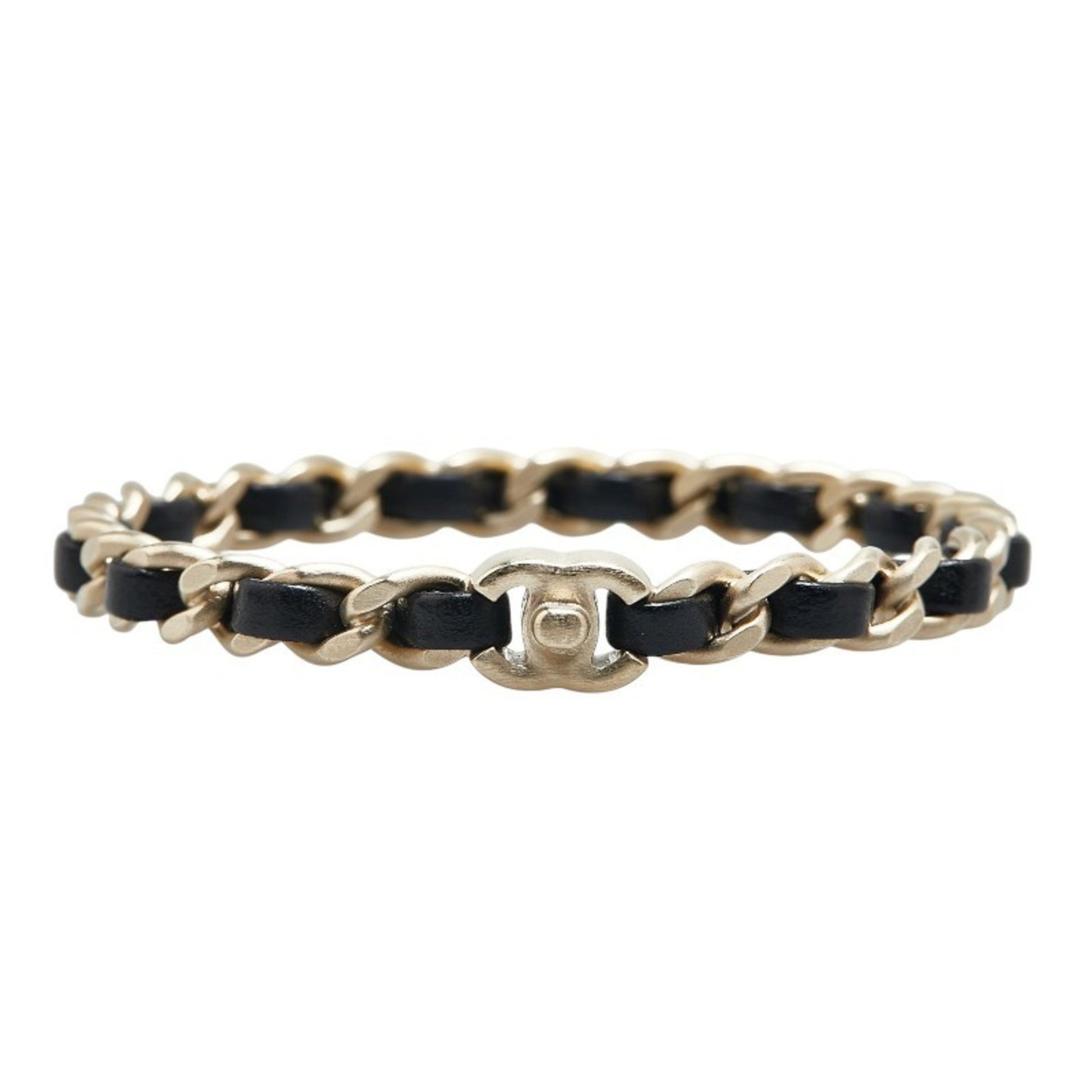 Chanel Coco Mark, Black, Leather, bracelet