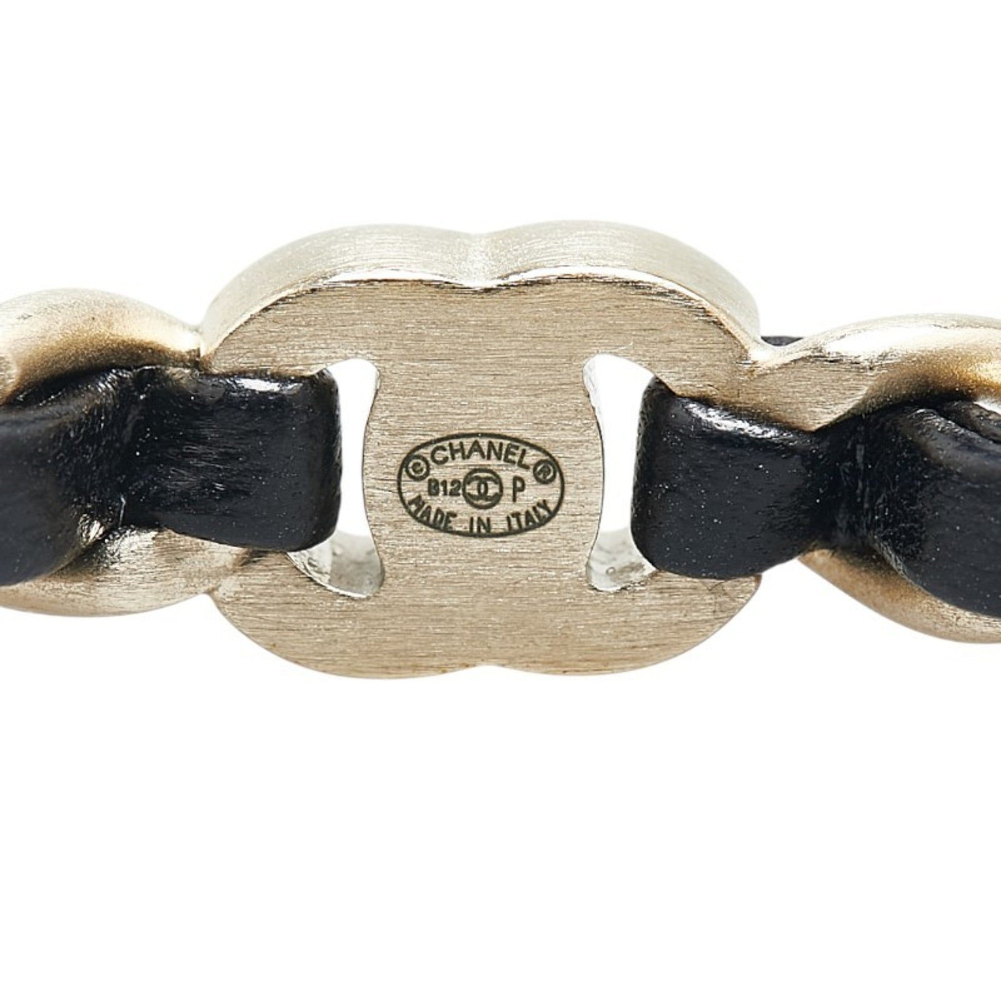 Chanel Coco Mark, Black, Leather, bracelet