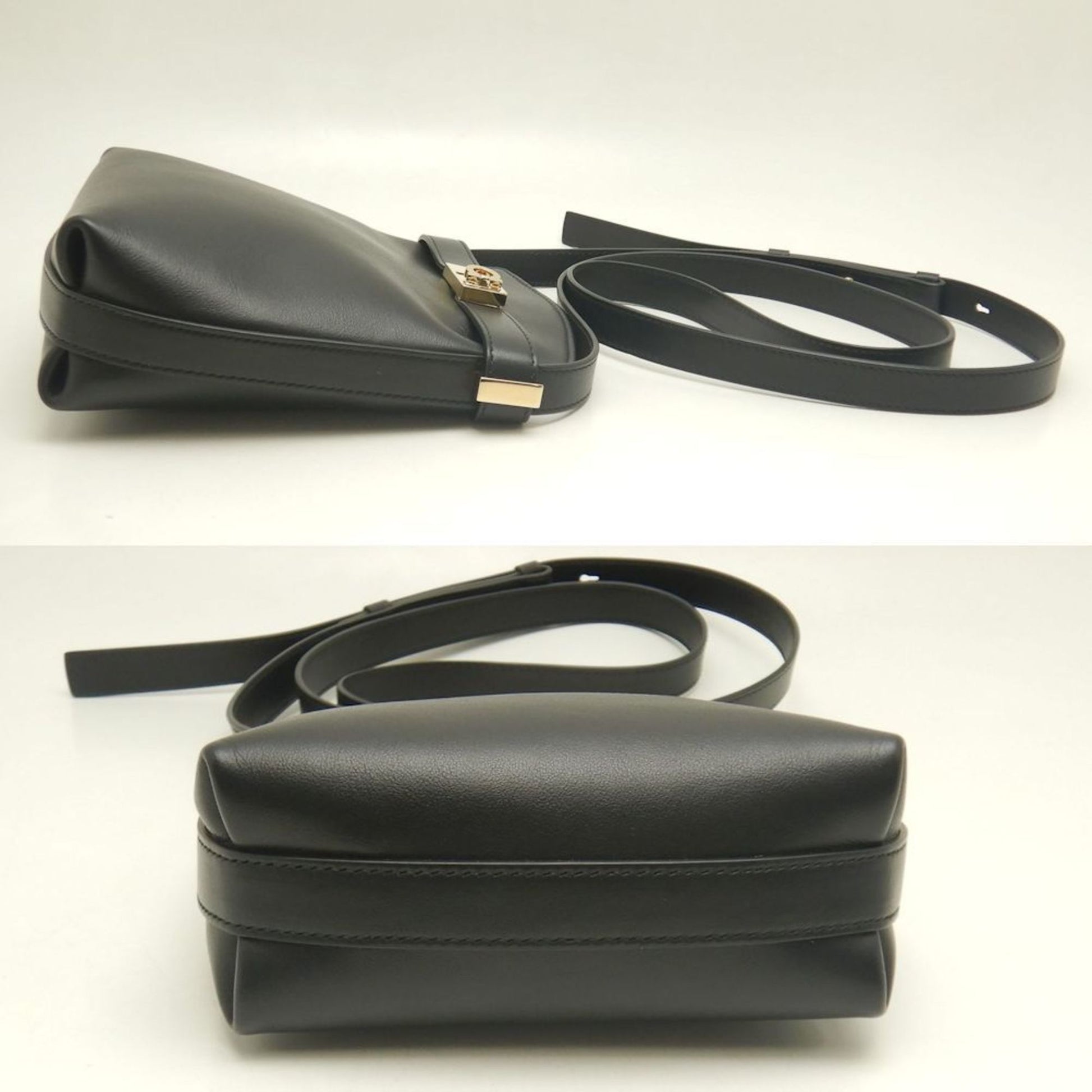 Salvatore Ferragamo, Black, Leather, shoulder