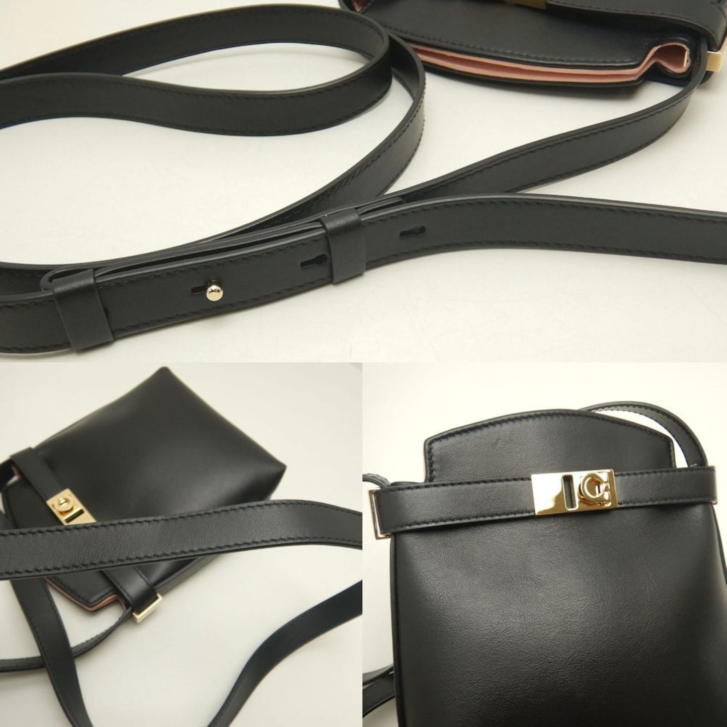 Salvatore Ferragamo, Black, Leather, shoulder