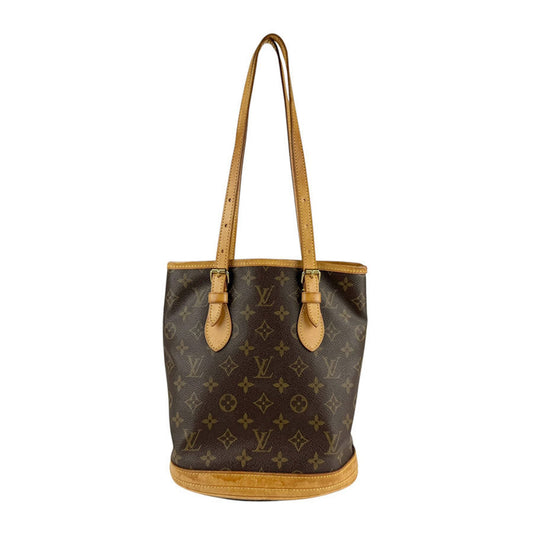 Louis Vuitton Bucket PM, Brown, Canvas, shoulder