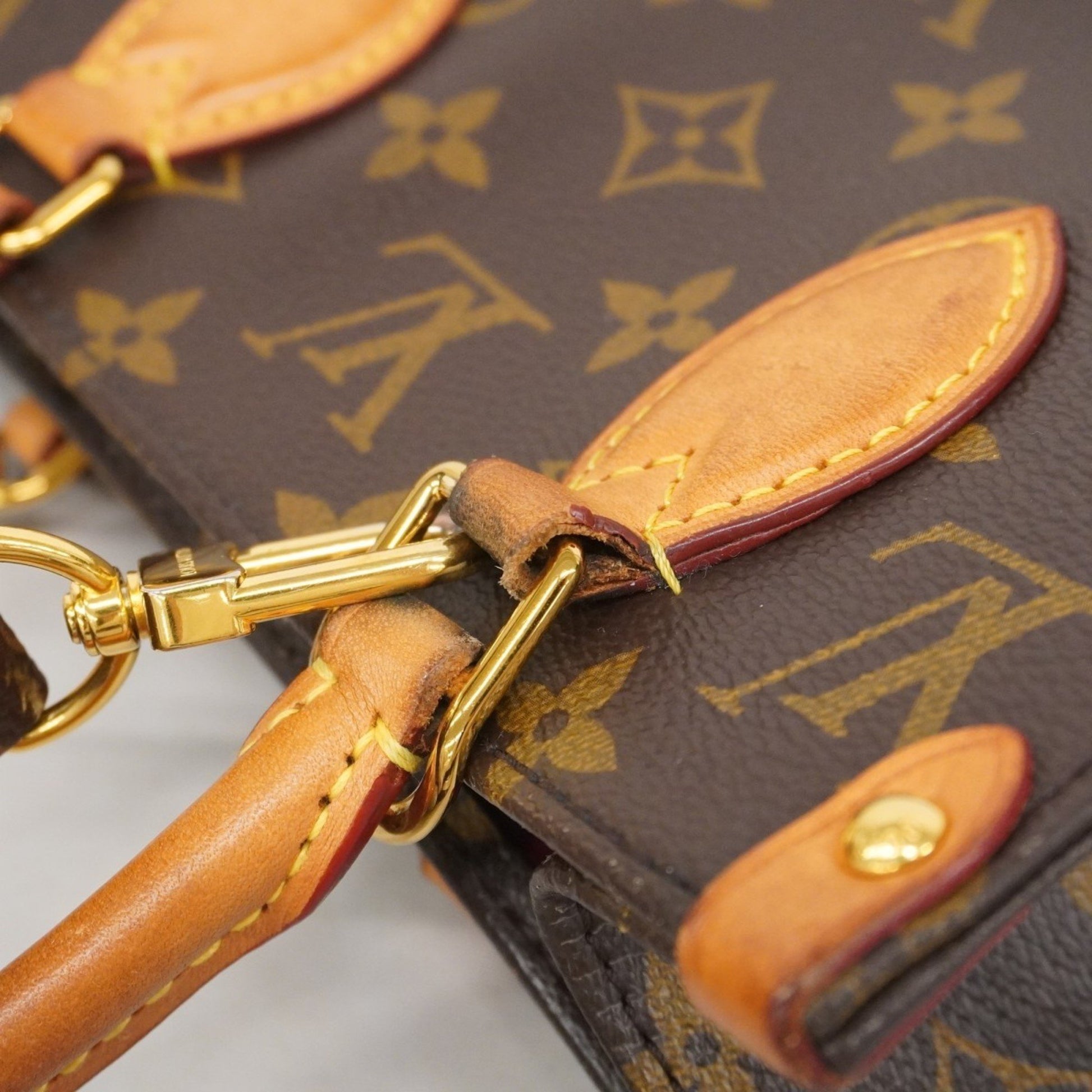 Louis Vuitton Sac Plat, Brown, Canvas, handbag