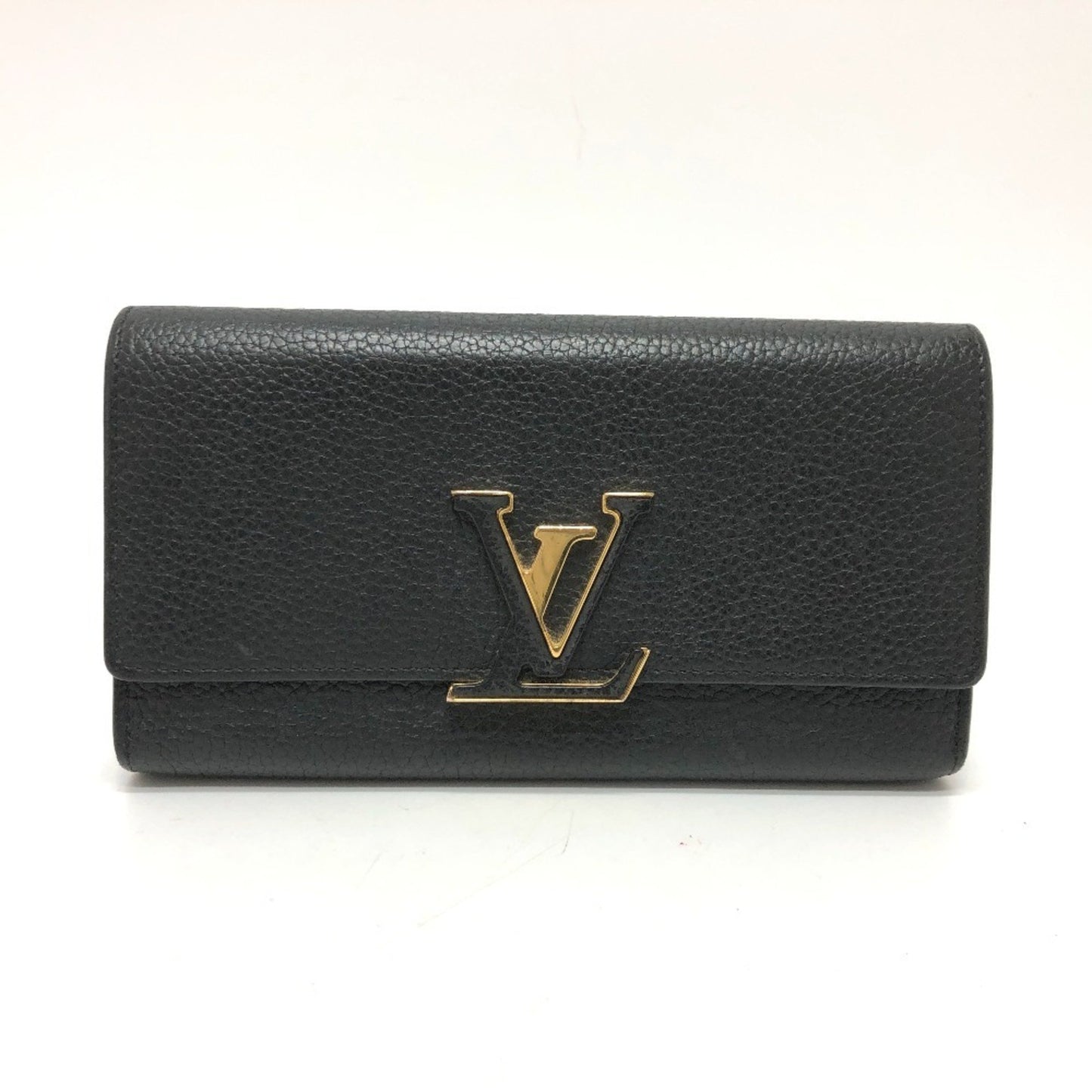 Louis Vuitton Capucines, Black, Leather, wallet
