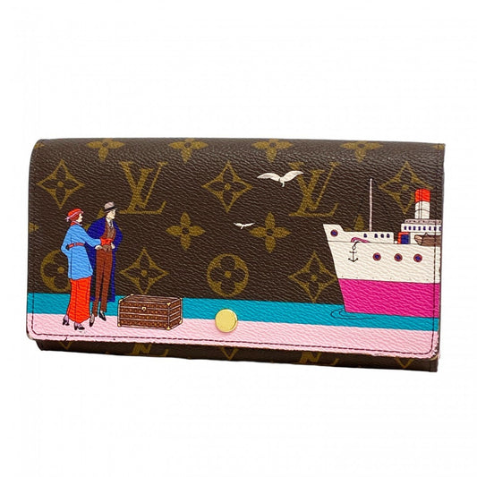 Louis Vuitton Sarah, Brown, Canvas, wallet