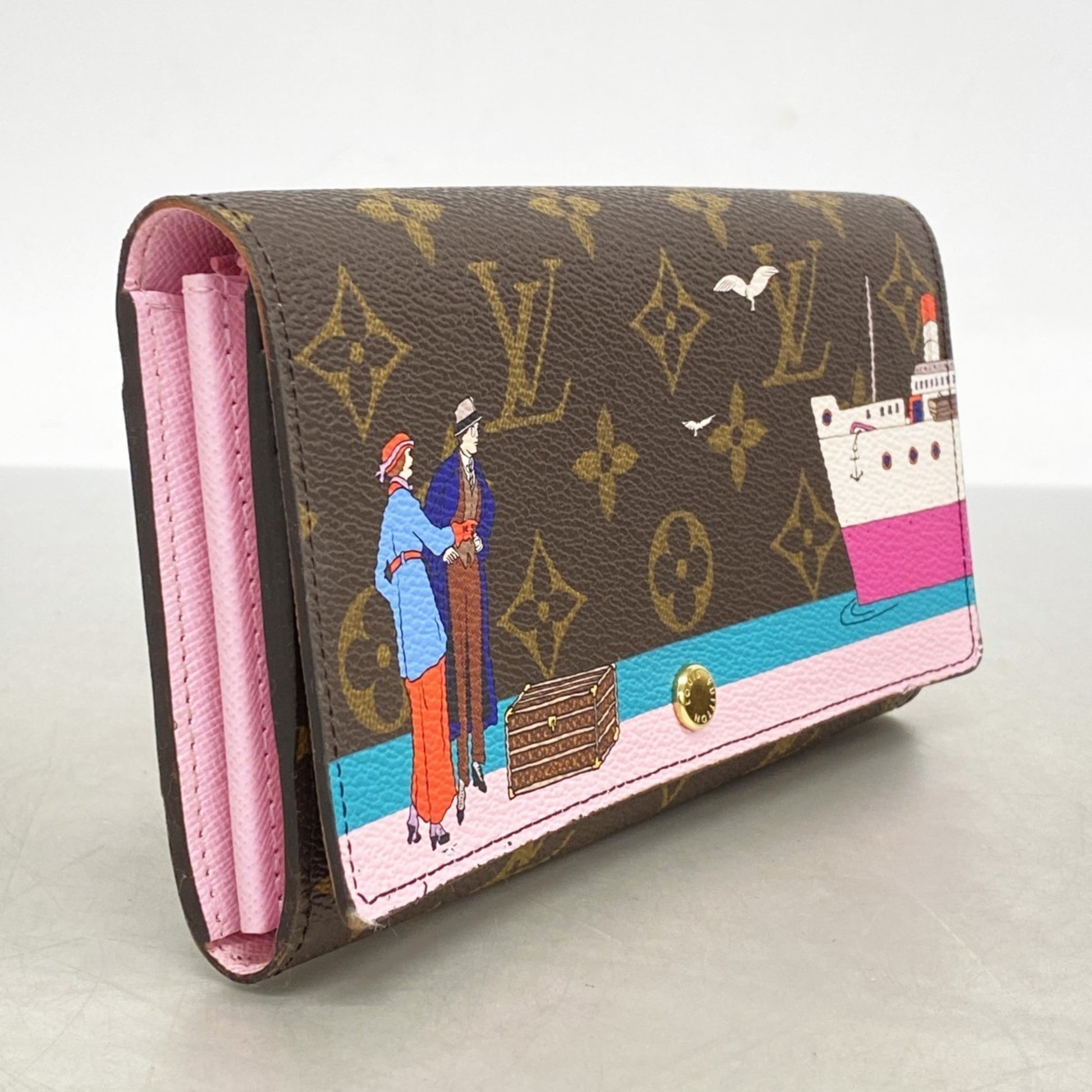 Louis Vuitton Sarah, Brown, Canvas, wallet
