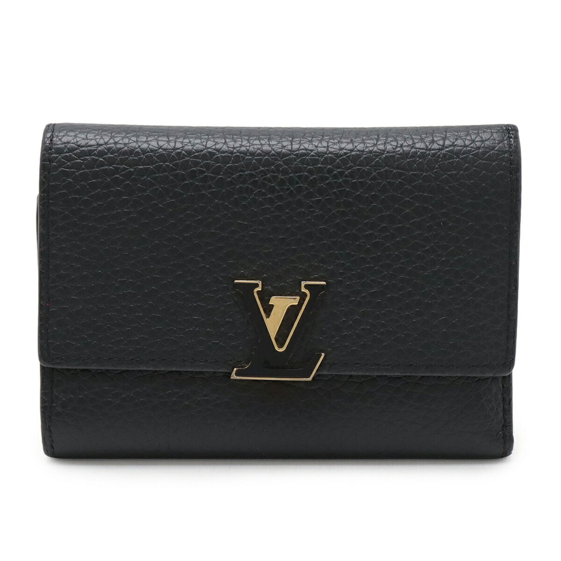Louis Vuitton Capucines, Black, Leather, wallet