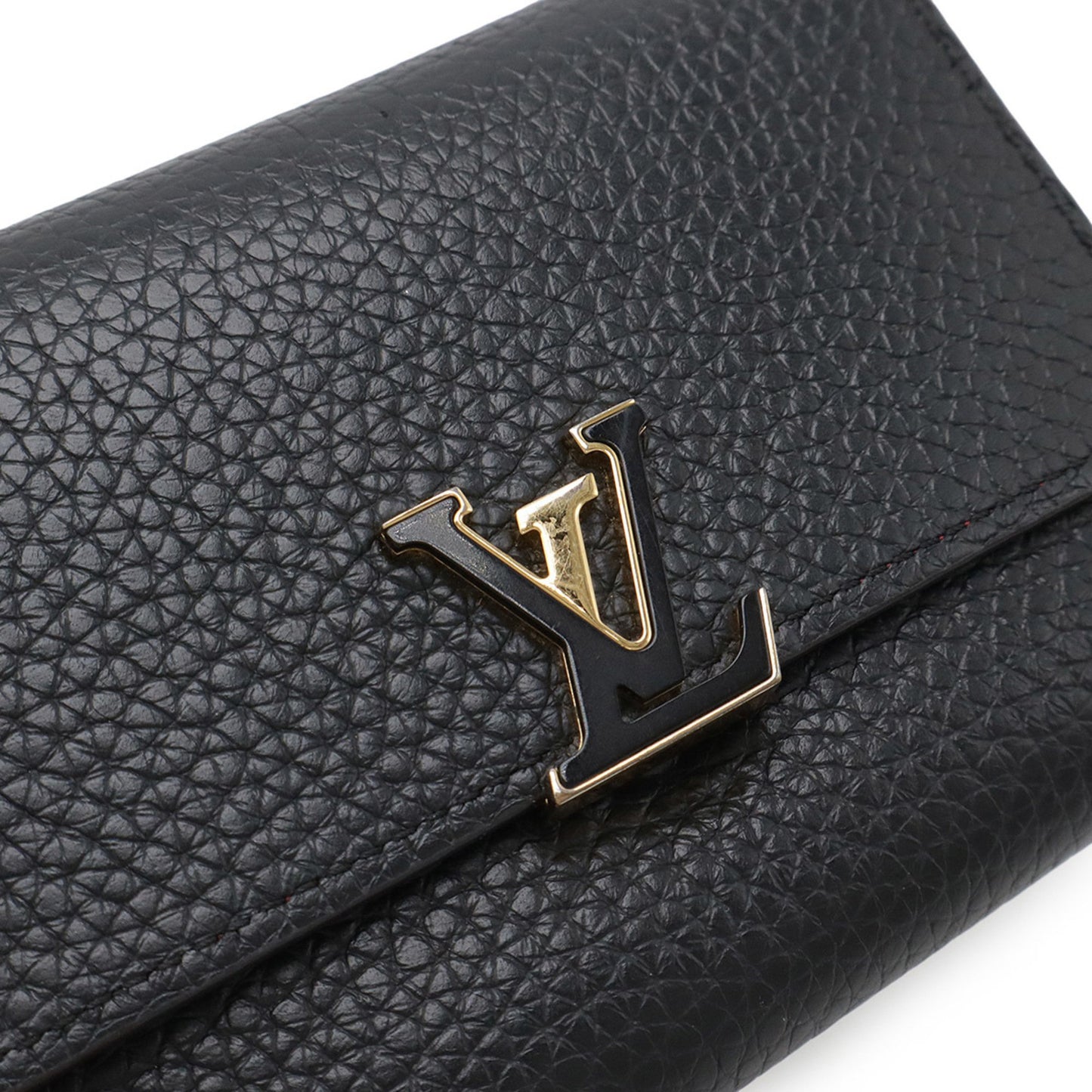 Louis Vuitton Capucines, Black, Leather, wallet