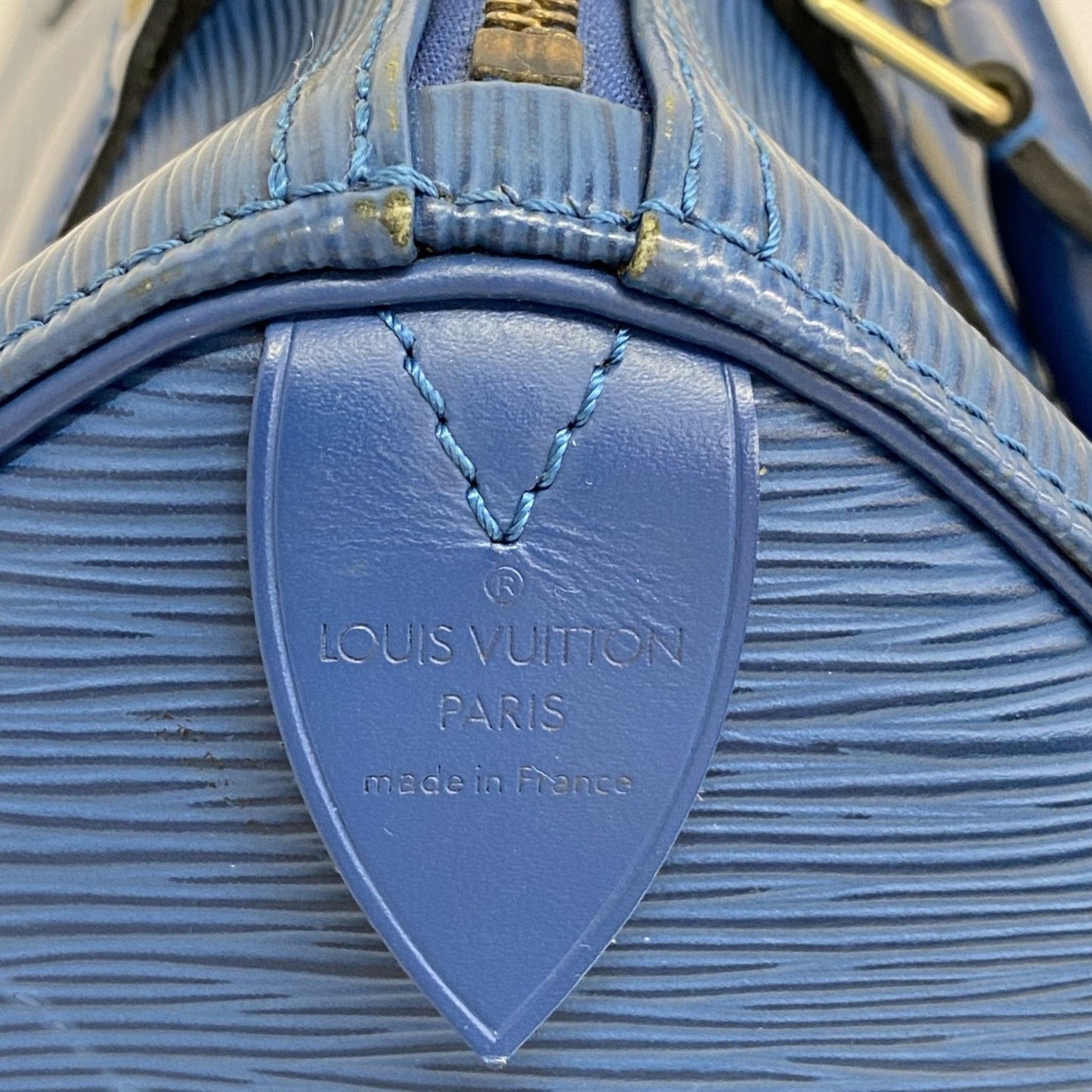 Louis Vuitton Speedy, Blue, Leather, handbag