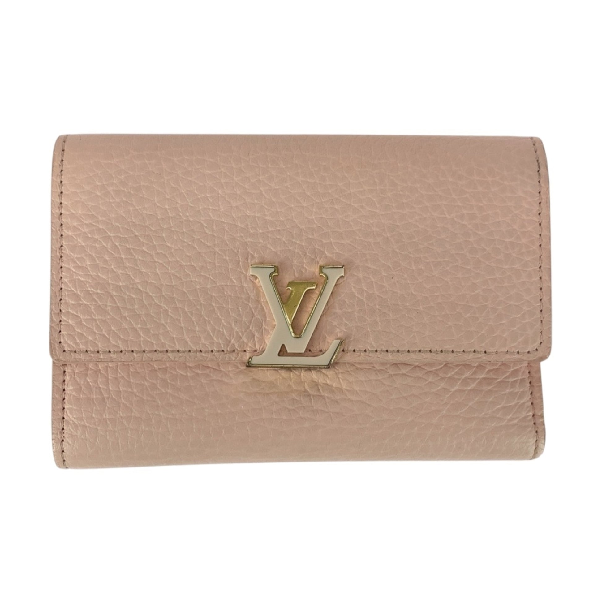 Louis Vuitton Capucines, Pink, Leather, wallet