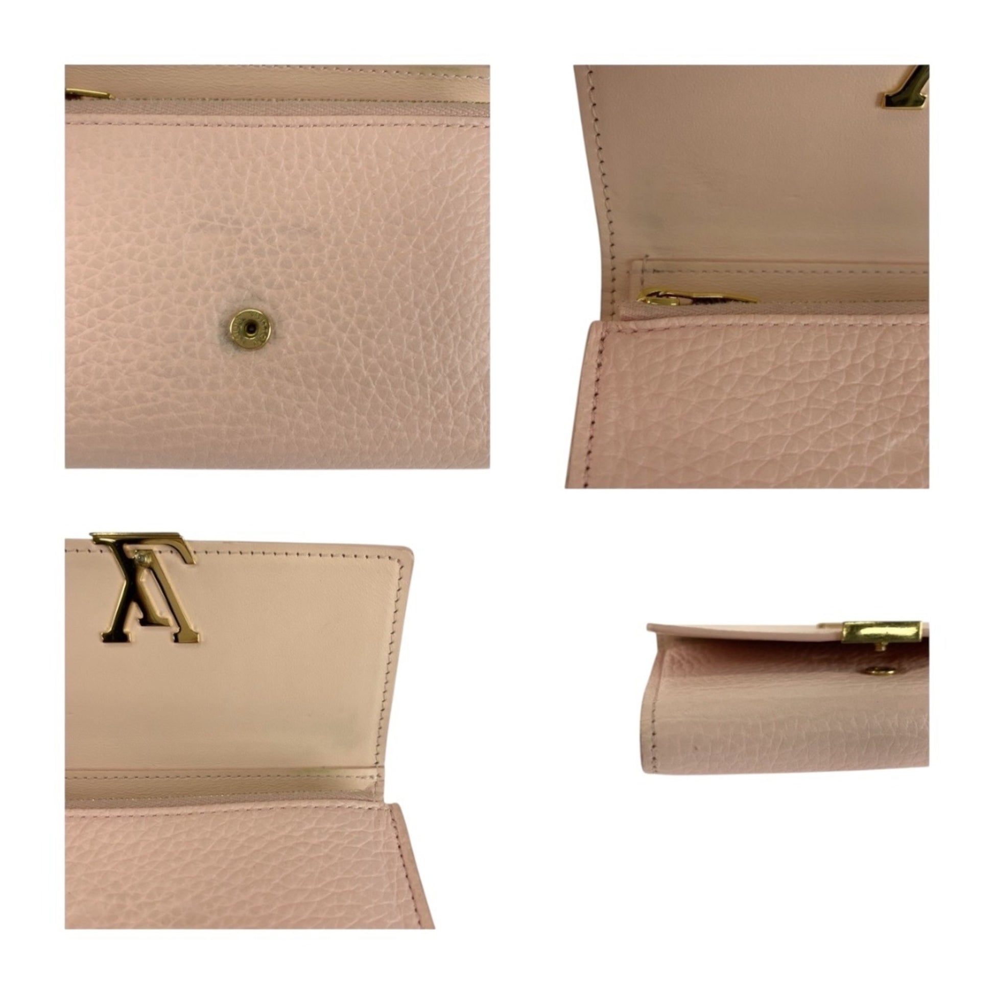 Louis Vuitton Capucines, Pink, Leather, wallet